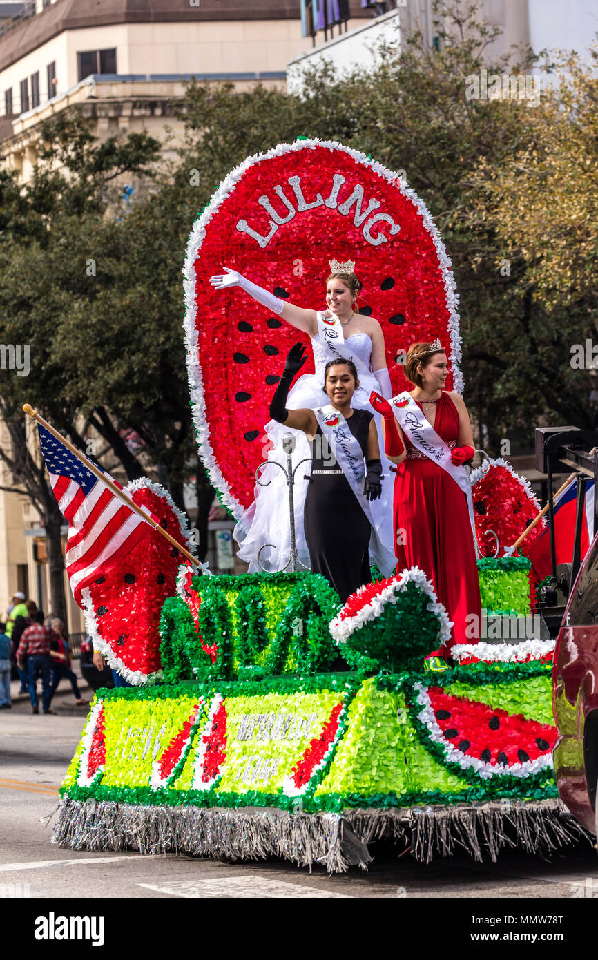 März 3, 2018 - AUSTIN Texas - Texans Texas Independence Day Parade auf der Congress Avenue an der jährlichen Parade zum Texas Capitol feiern. Eine offizielle staatliche Feiertag, der Tag feiert Texas Erklärung der Unabhängigkeit von Mexiko am 2. März 1836 Stockfoto