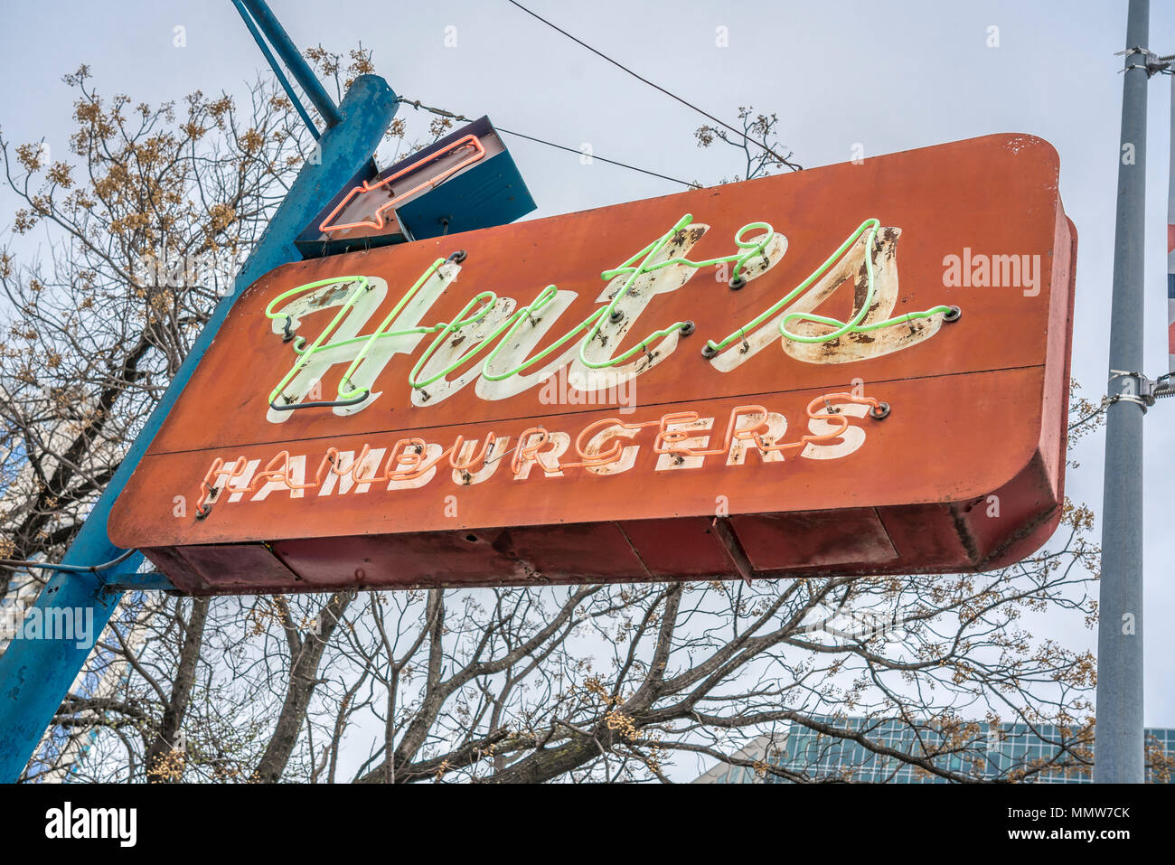 Die Hütte Hamburger Austin Texas, Americana hamburger Gemeinsame Stockfoto