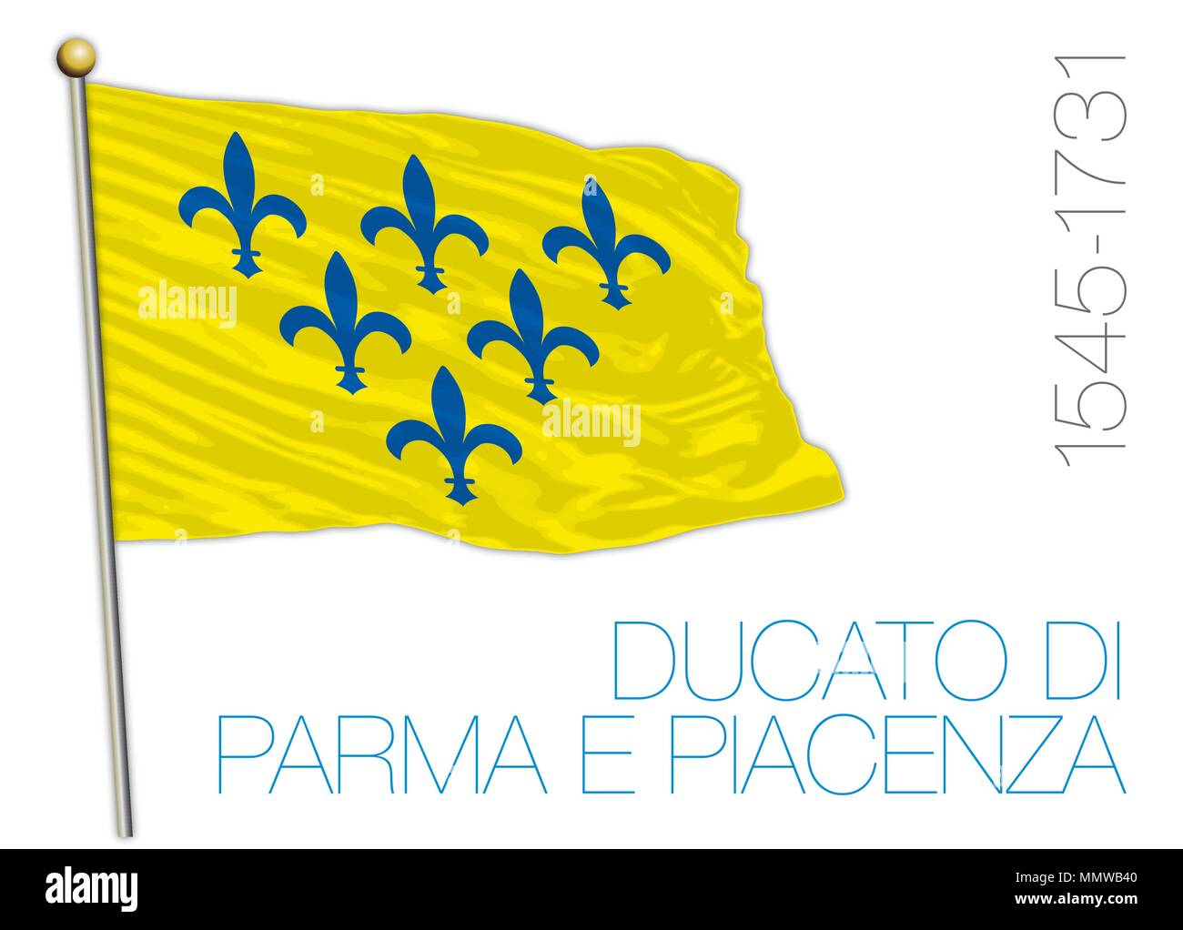 Herzogtum Parma und Piacenza, historische Flagge Stock Vektor