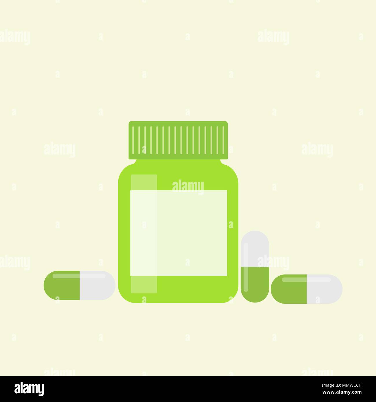 Medizin Flasche und Pillen. Drogen, Tabletten, Kapseln Vitamine. Medizinische kapseln Container. Mock up für Ihr Design. Isolierte Vektor. Stock Vektor