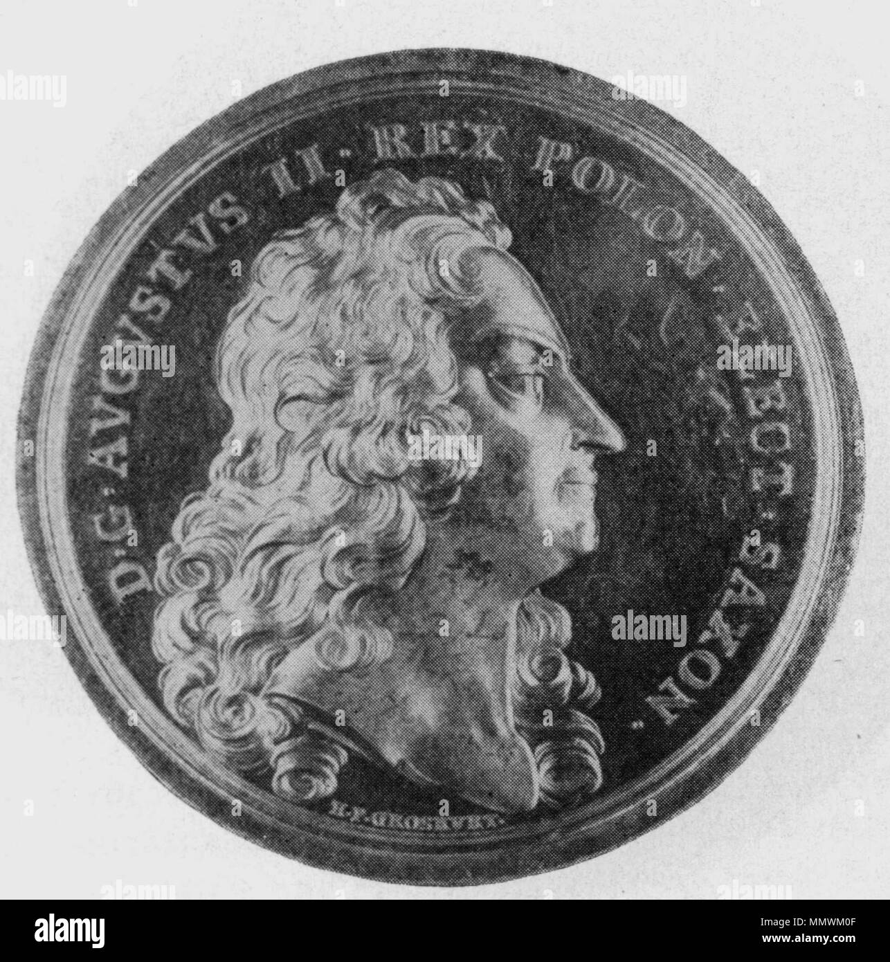 . Englisch: Medaille Ca. 1705 English: Medaille o. J. (Ca. 1705) auf die Rückerstattung des polnischen Weißen Adlerordens. ca. 1705. Heinrich Paul Groskurt Münze Medaille 1705 Stockfoto