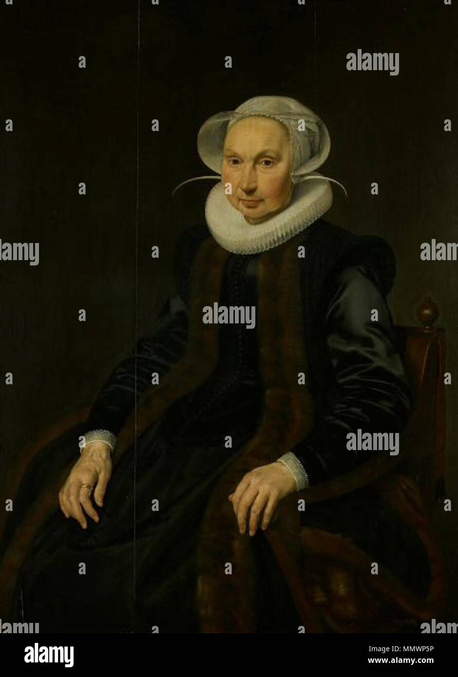 . Anhänger der Datei: Cornelis Pietersz Hooft (1546-1626) von Cornelis Van Der Voort.jpg Portrait von Anna Jacobsdr. Blaeu (1556-1627). 1622. Cornelis Van Der Voort 002 Stockfoto
