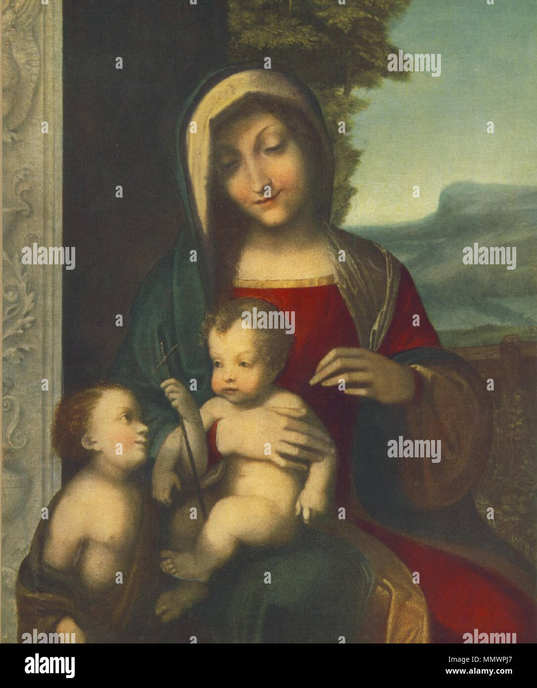 . 'Madonna Bolognini "Madonna und Kind und S. John. zwischen 1512 und 1514. Correggio - Madonna - WGA 05335 Stockfoto