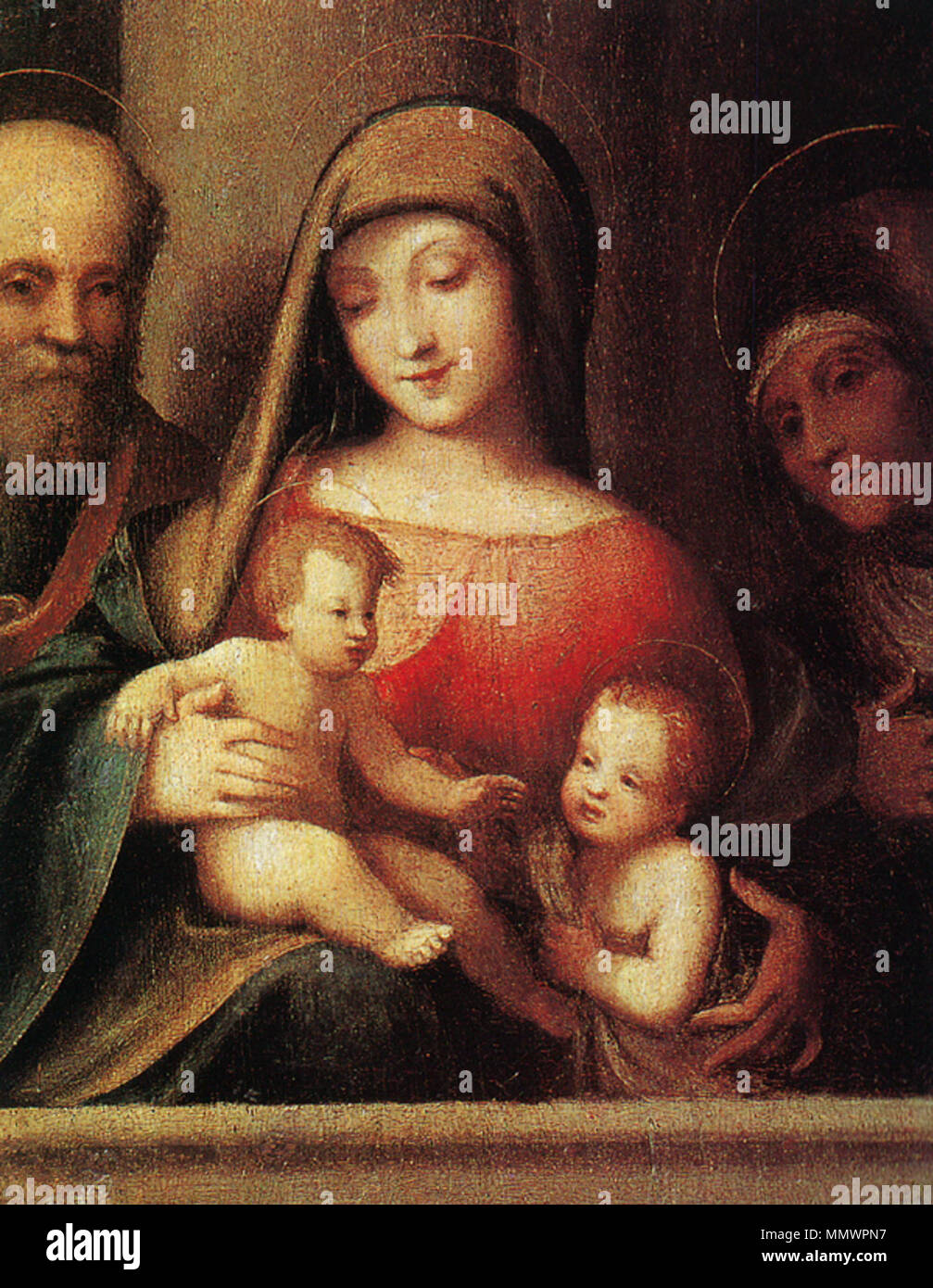 . Madonna Pavia Heilige Familie mit Johannes dem Täufer und der heiligen Elisabeth. ca. 1510. Correggio, Madonna Pavia Stockfoto