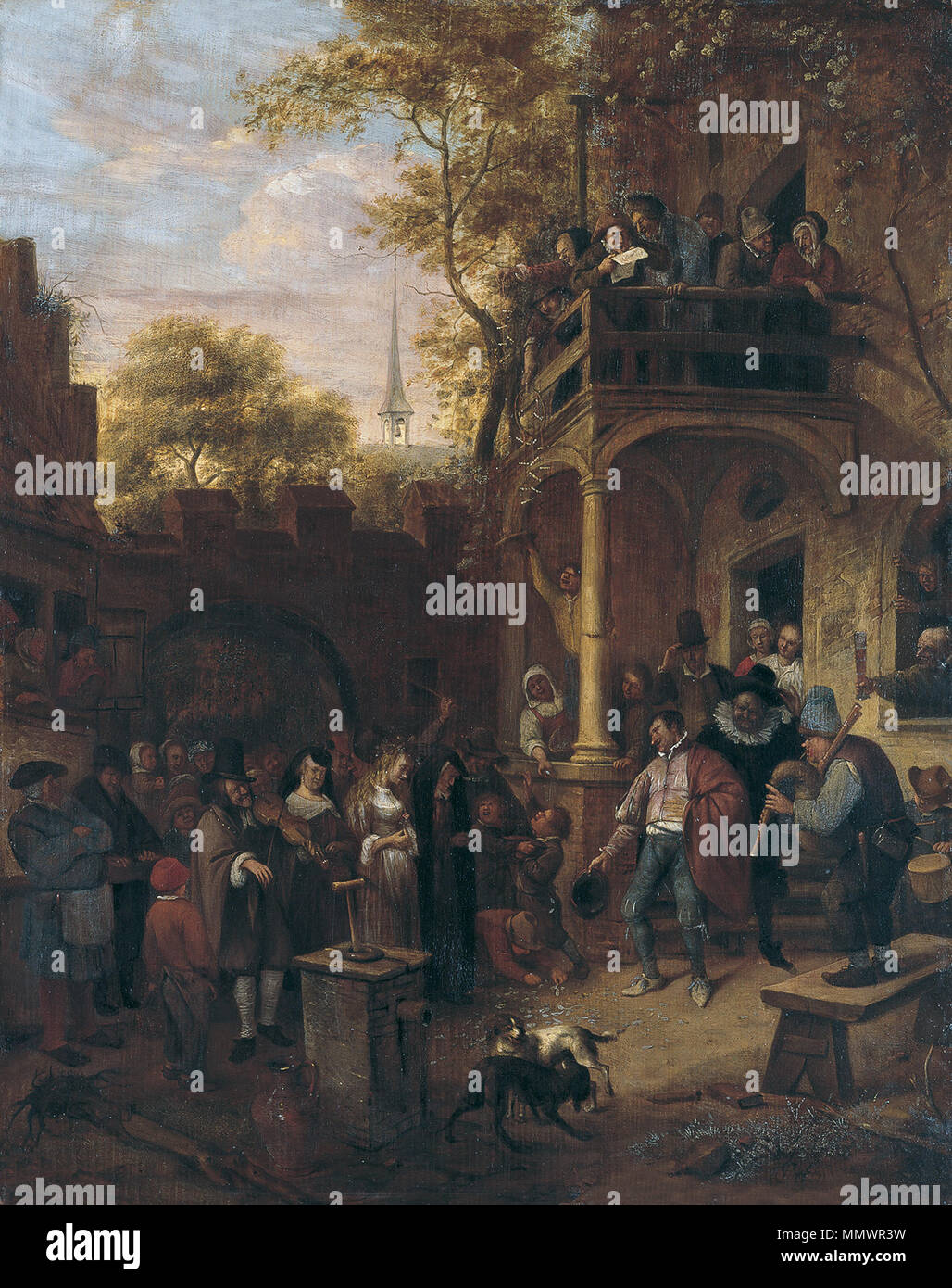 . Nederlands: De dorpsbruiloft.Ca. 1649-1655. Öl auf. 62,4 × 49,3 cm (24,5 x 19,4 in). Madrid, Museo Thyssen-Bornemisza (374 (1934.24). Land Hochzeit. ca. 1649-1655. Land Hochzeit von Jan Steen Museo Thyssen-Bornemisza Stockfoto