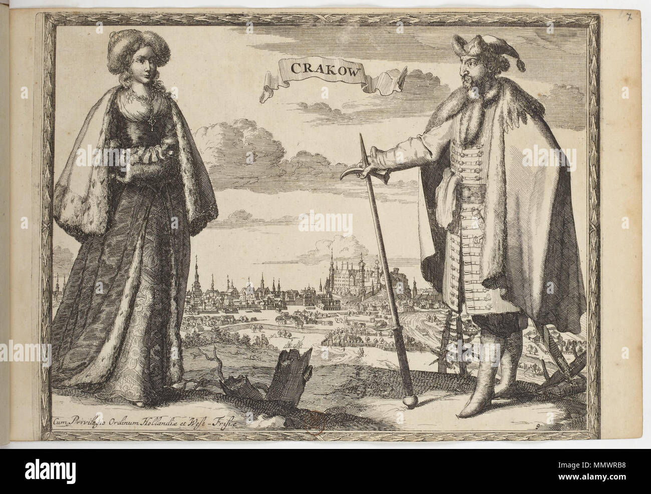 Crackow - Warschau -- Kostüme des Quatre Parties du Monde, gravés dans la manière de Luycken (1670) Stockfoto