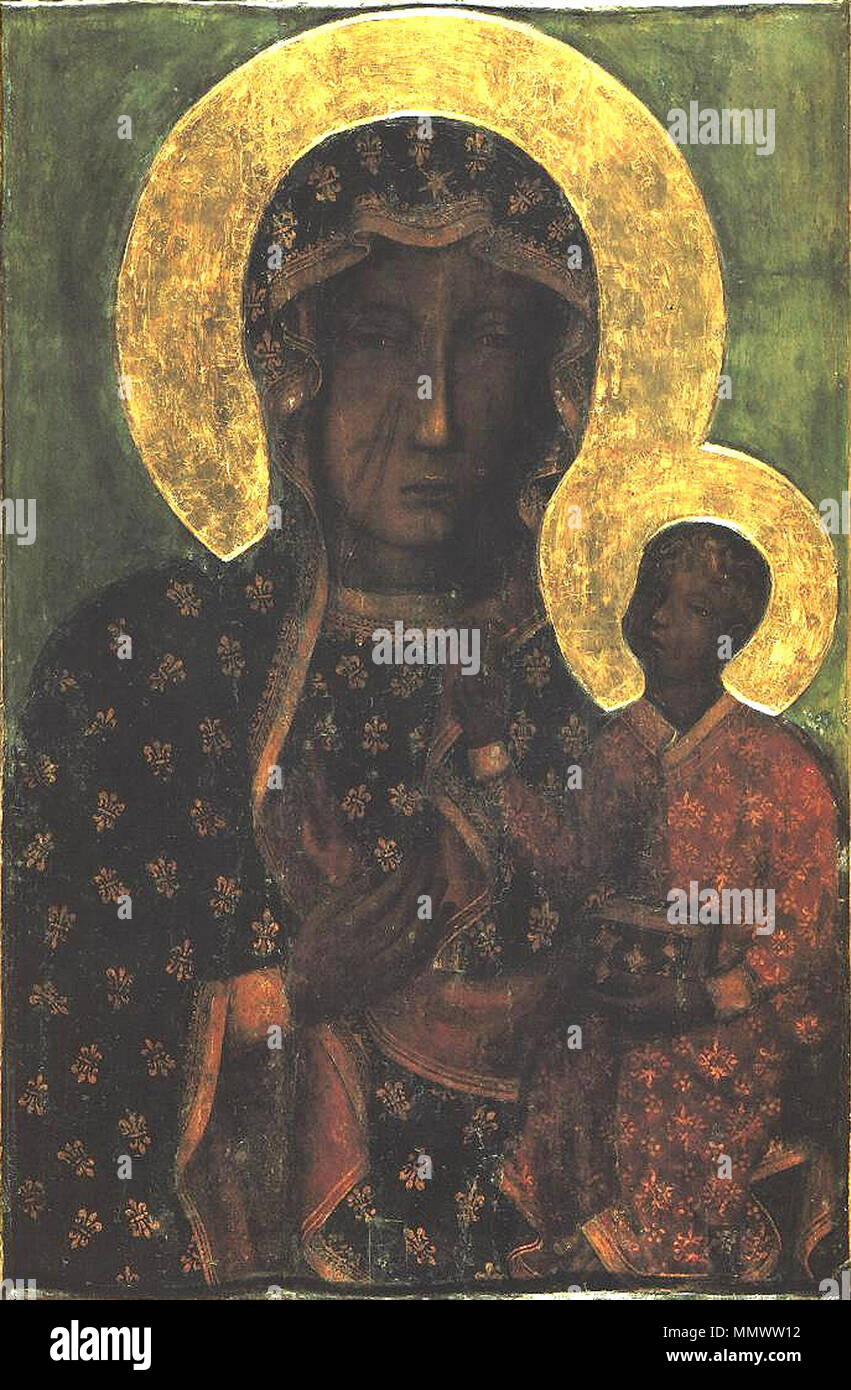 Englisch: Schwarze Madonna von Cz?stochowa???????:????????????? ????? ?????? ??????. ???? ?? ????? ????????? ? ?????????? ??????? ?????? ? ??????????? ??????. ???????? ? 1382???? ? ??????????? ????????? . ? 1382. Czestochowska Stockfoto