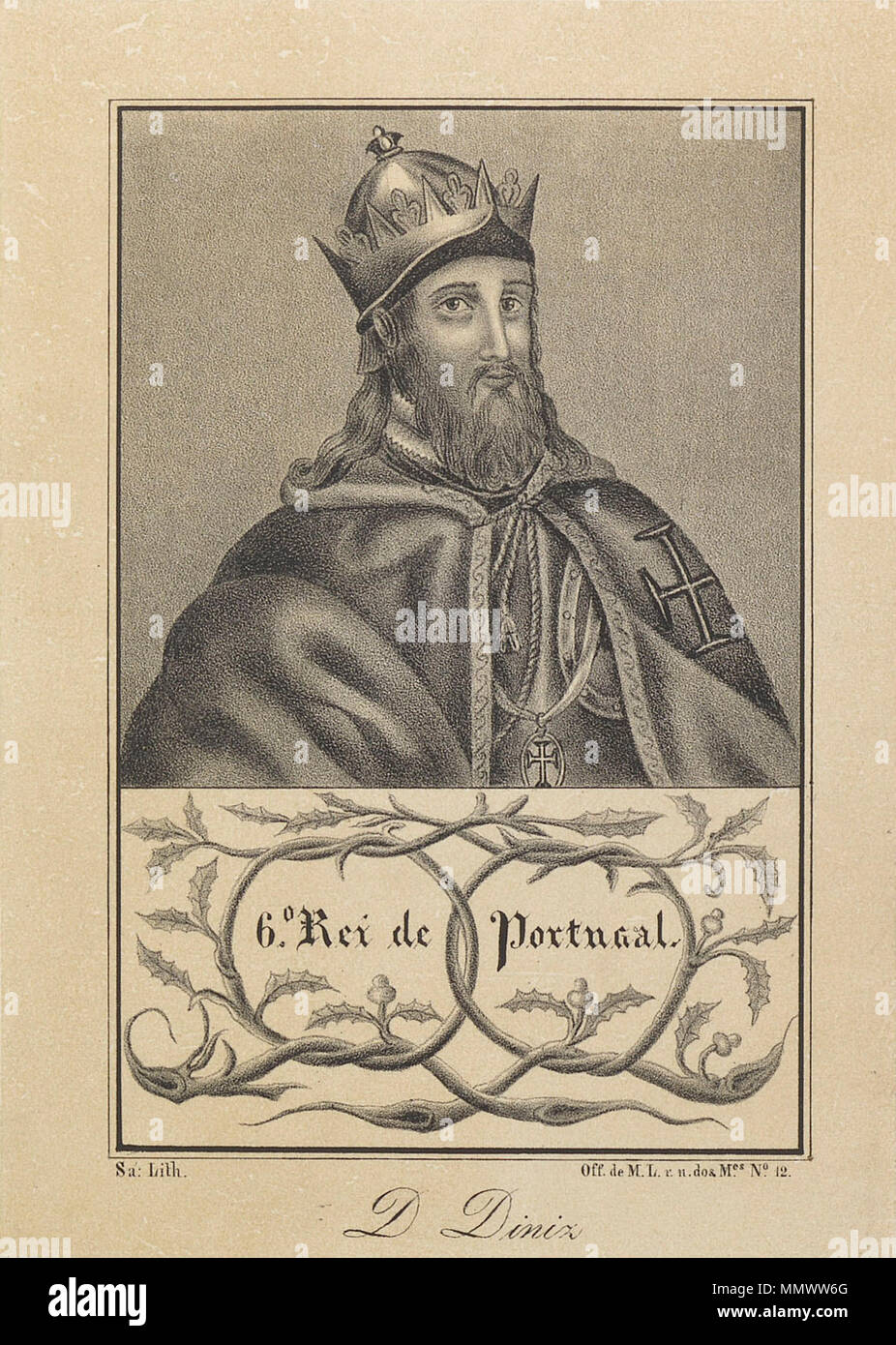 D. Diniz - Sá Lith. Off de M.L. r.n. dos-M. Es n.º 12. Stockfoto