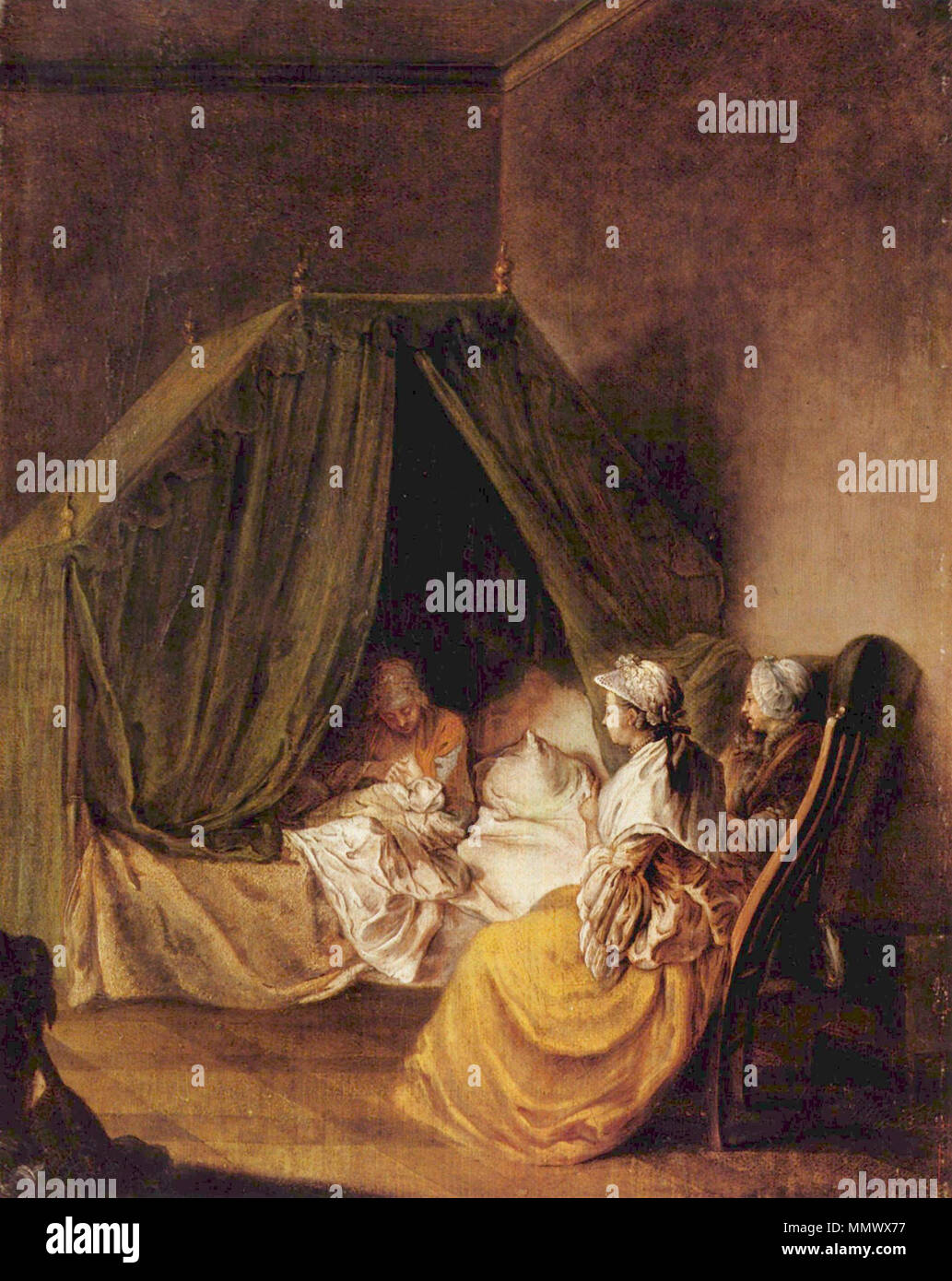 Deutsch: Die wochenstube. ca. 1770. Daniel Nikolaus Chodowiecki 001 Stockfoto