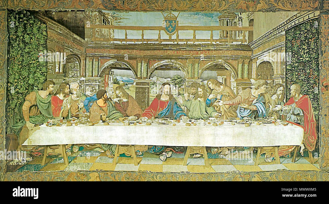 Kopie des Letzten Abendmahls von Leonardo da Vinci. 1533. Anonymus Das  Abendmahl (Gobelin Stockfotografie - Alamy