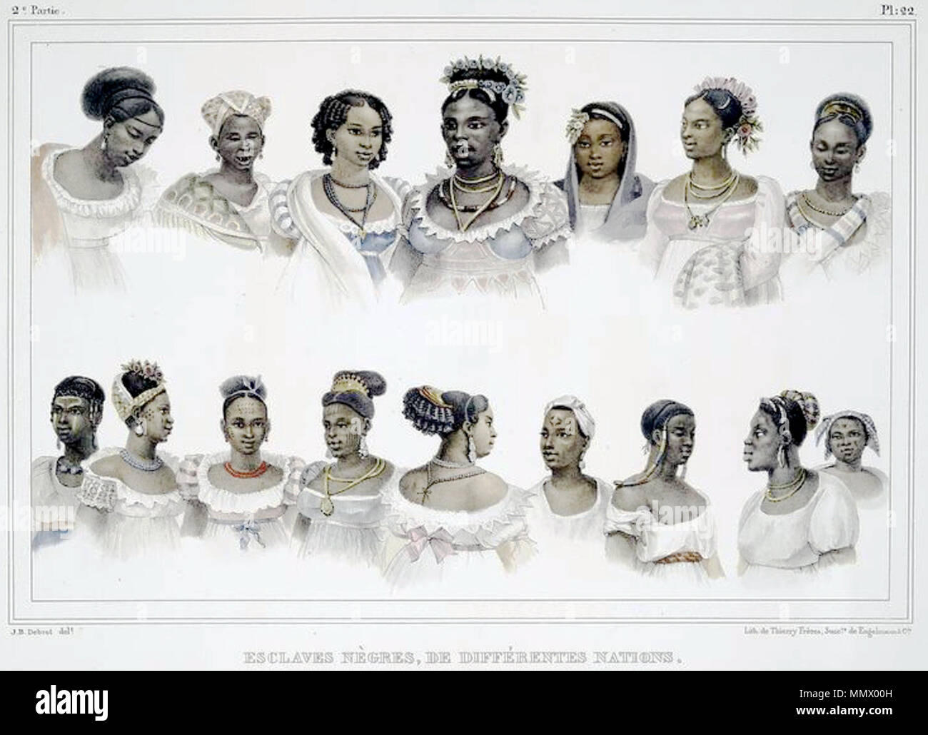 Debret-Esclaves Nègres de Differénts Nationen Stockfoto