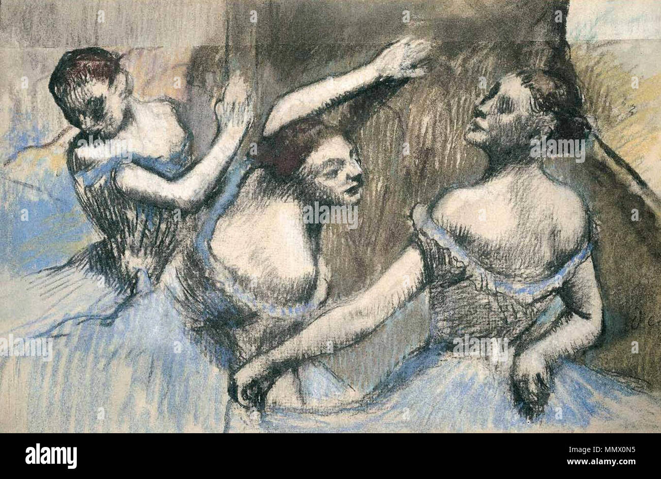 . Degas, Tre ballerine.jpg. 1900. Siehe Dateiname oder Kategorie Degas, Tre ballerine Stockfoto