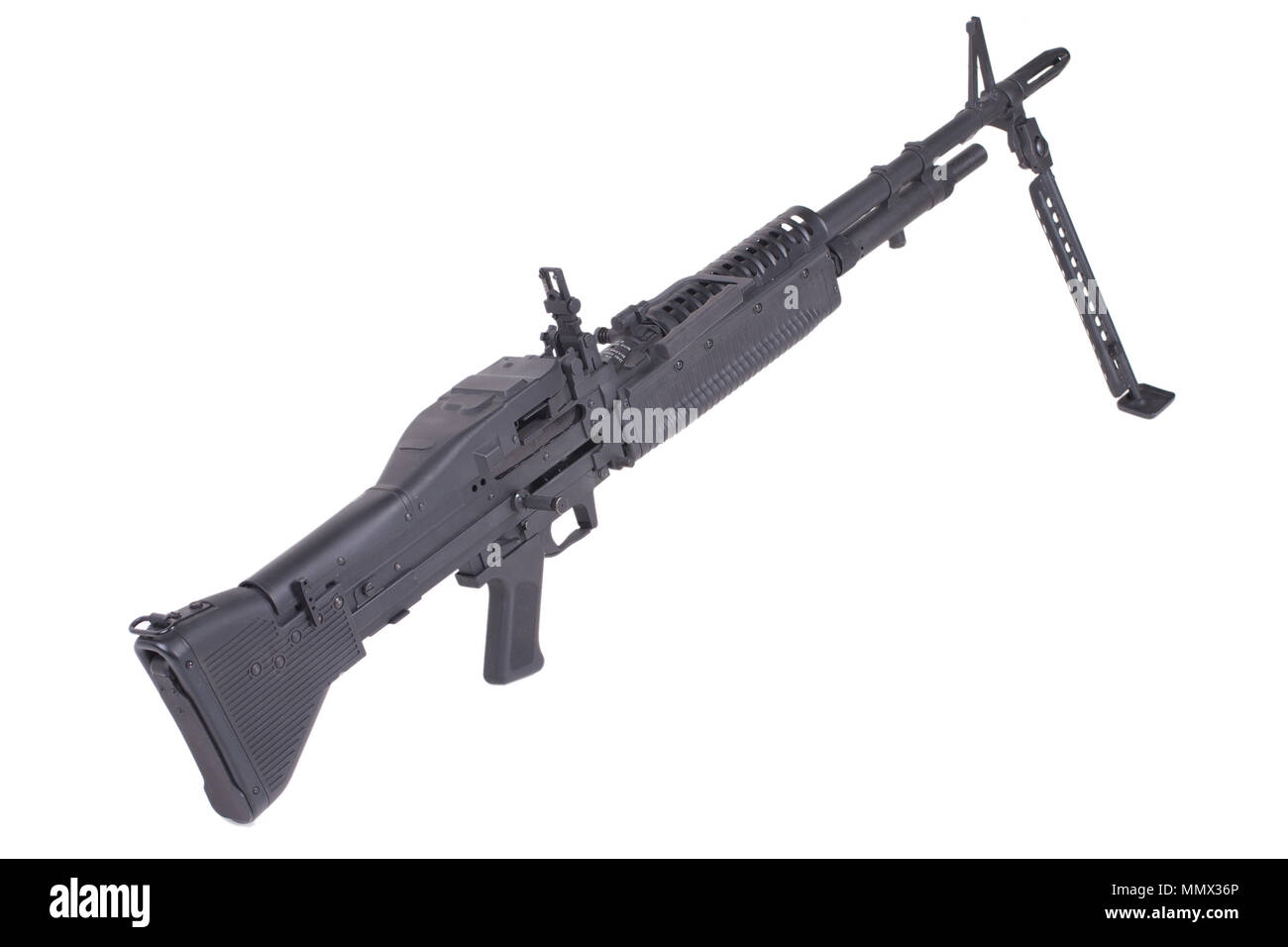 M60 Maschinengewehr isoliert auf weißem Stockfoto