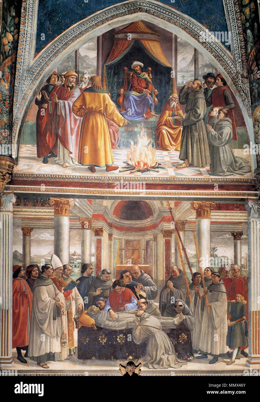 Rechte Wand der Cappella Sassetti (Detail). Zwischen 1483 und 1485. Domenico Ghirlandaio - rechten Wand der Cappella Sassetti (Detail) - WGA 08796 Stockfoto