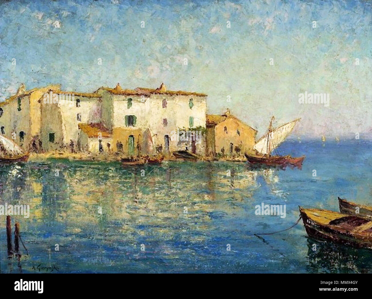 Blick auf Venedig.. vierte Quartal des 19. Jahrhunderts. Blick auf Venedig - anonyme Malerei Stockfoto