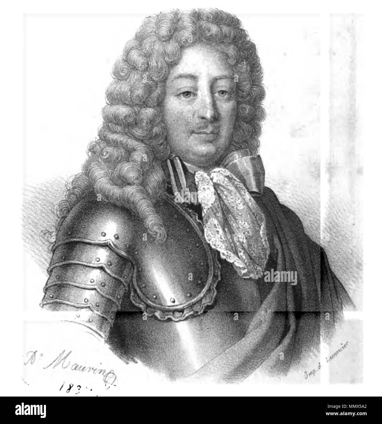 Zeichnung von Louis Victor de Rochechouart, Herzog von Mortemart, Herzog von Vivonne "Maréchal de Vivonne" von Antoine Maurin Stockfoto