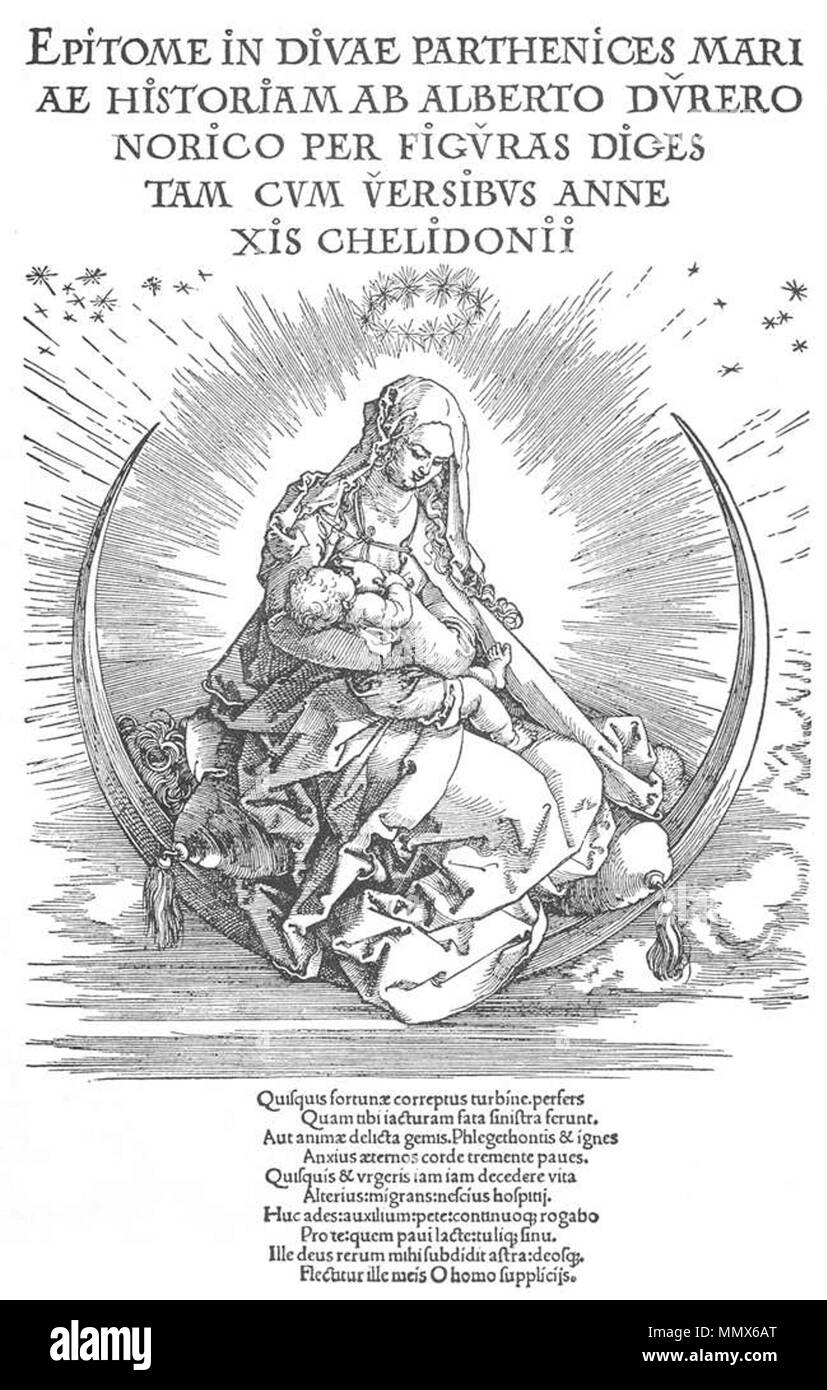 Deutsch: das Leben der Heiligen Jungfrau: Titel - Seite in Buchform. Vor 1511. Durer, Vita della Vergine 00 fontespizio Stockfoto