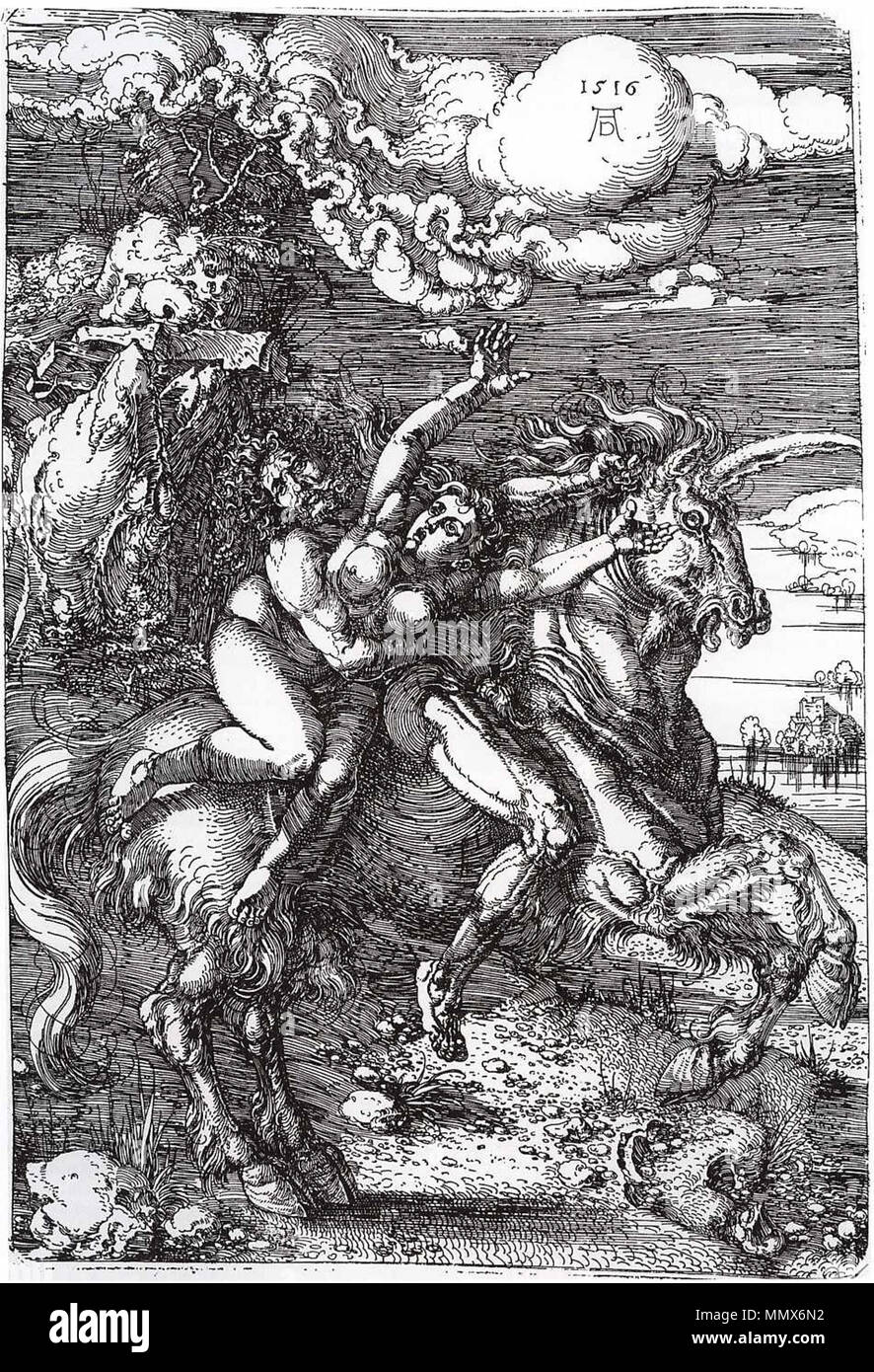 Dürer - Entführung mit dem Einhorn Sterben Stockfoto