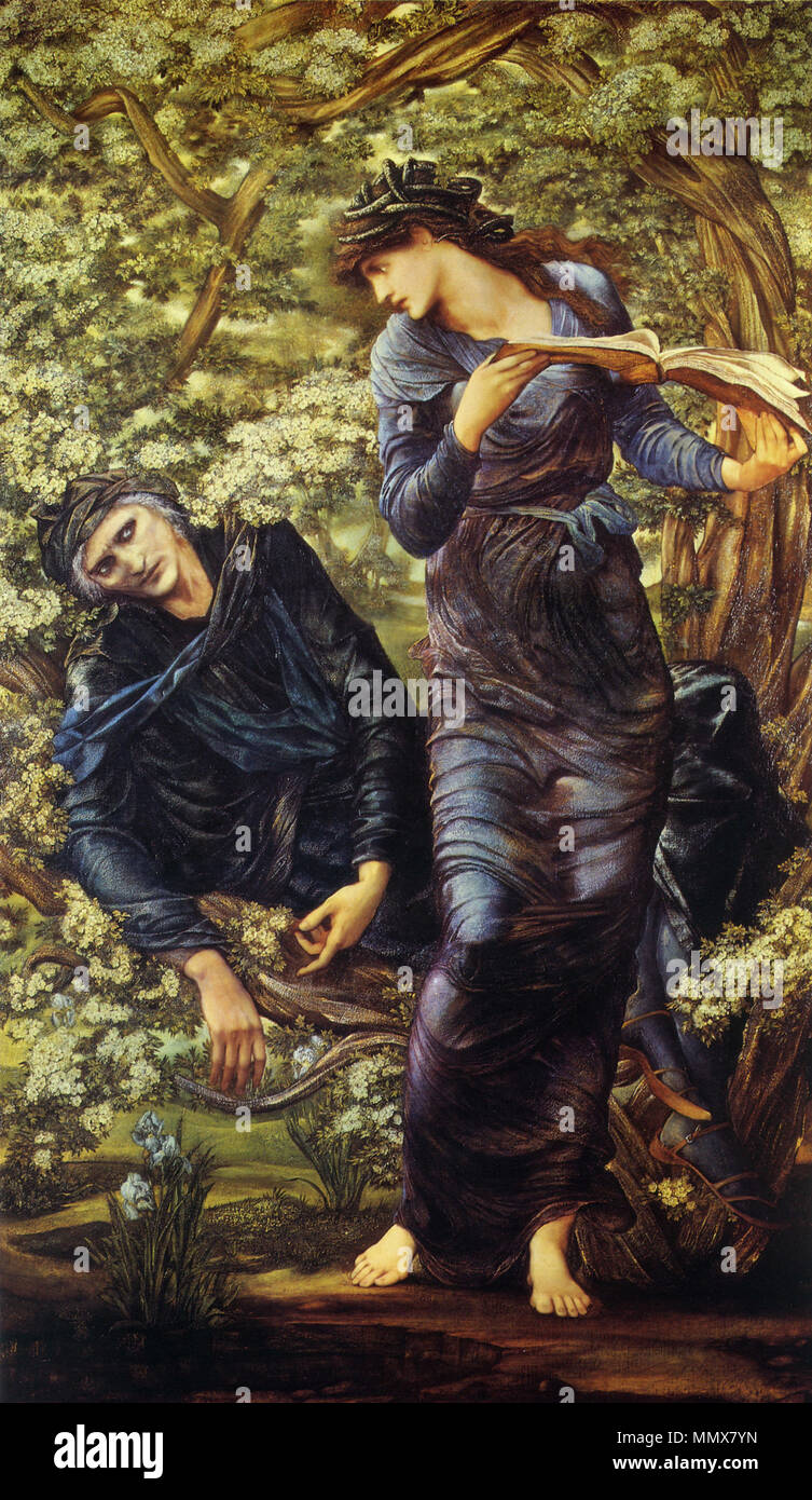 Die VERFÜHRERISCHE von Merlin. zwischen 1873 und 1874. Edward Burne-Jones - Die BETÖRENDE von Merlin, 1873-1874 Stockfoto