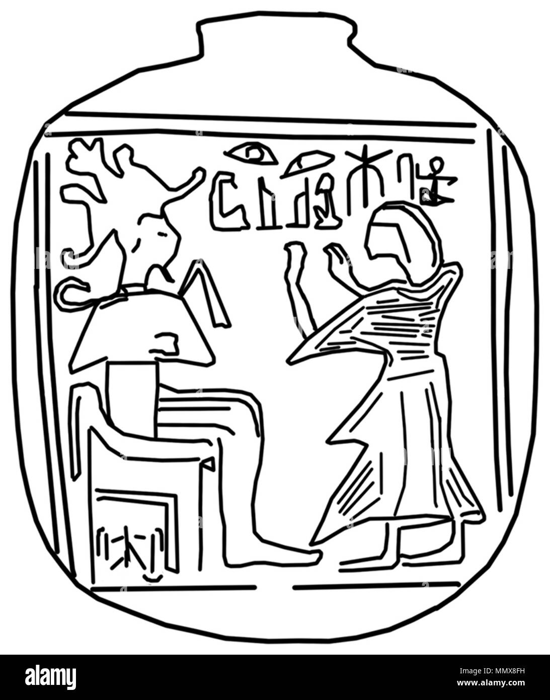 42.83 Anonym (Ägyptischen). 'Herz Skarabäus mit Verstorbenen verehrenden Osiris", 1292-1186 BC. steatit Infill, Unterseite eventuell in auri Pigment bedeckt war. Walters Art Museum (42.83): Von Henry Walters, 1930 erworben. Ägyptischer Herzen Skarabäus mit Verstorbenen verehrenden Osiris - Walters 4283 - der Eindruck (2) Stockfoto