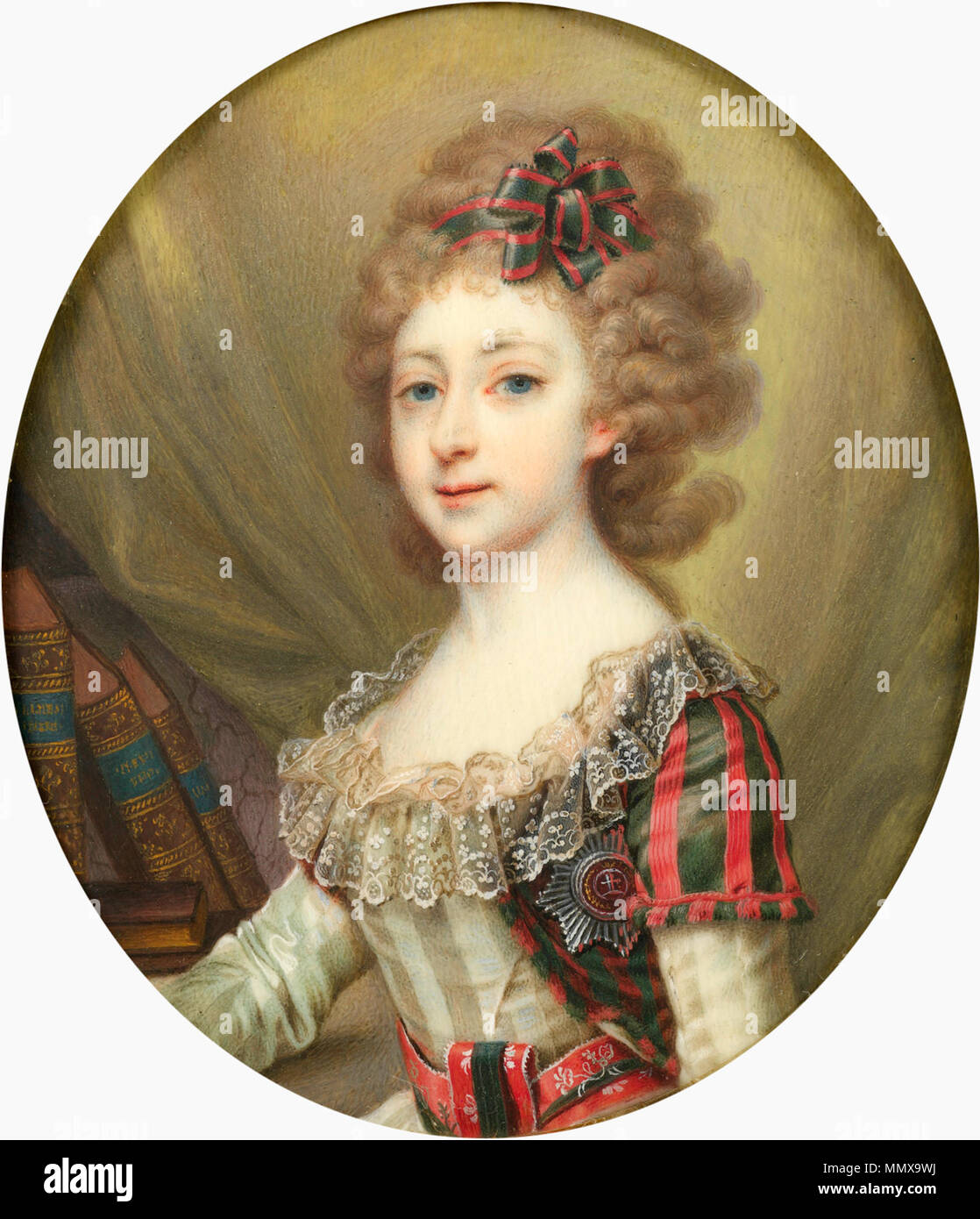 . Englisch: Prinzessin Helena von Russland, Prinzessin von Mecklenburg-Schwerin (1784-1803). ca. 1796. Anonymen russischen Maler (1670 s 1917) Public domain Bild (nach PD-RusEmpire) Elena pawlowna von anonym nach Borovikovskiy (c 1796, Royal coll) Stockfoto