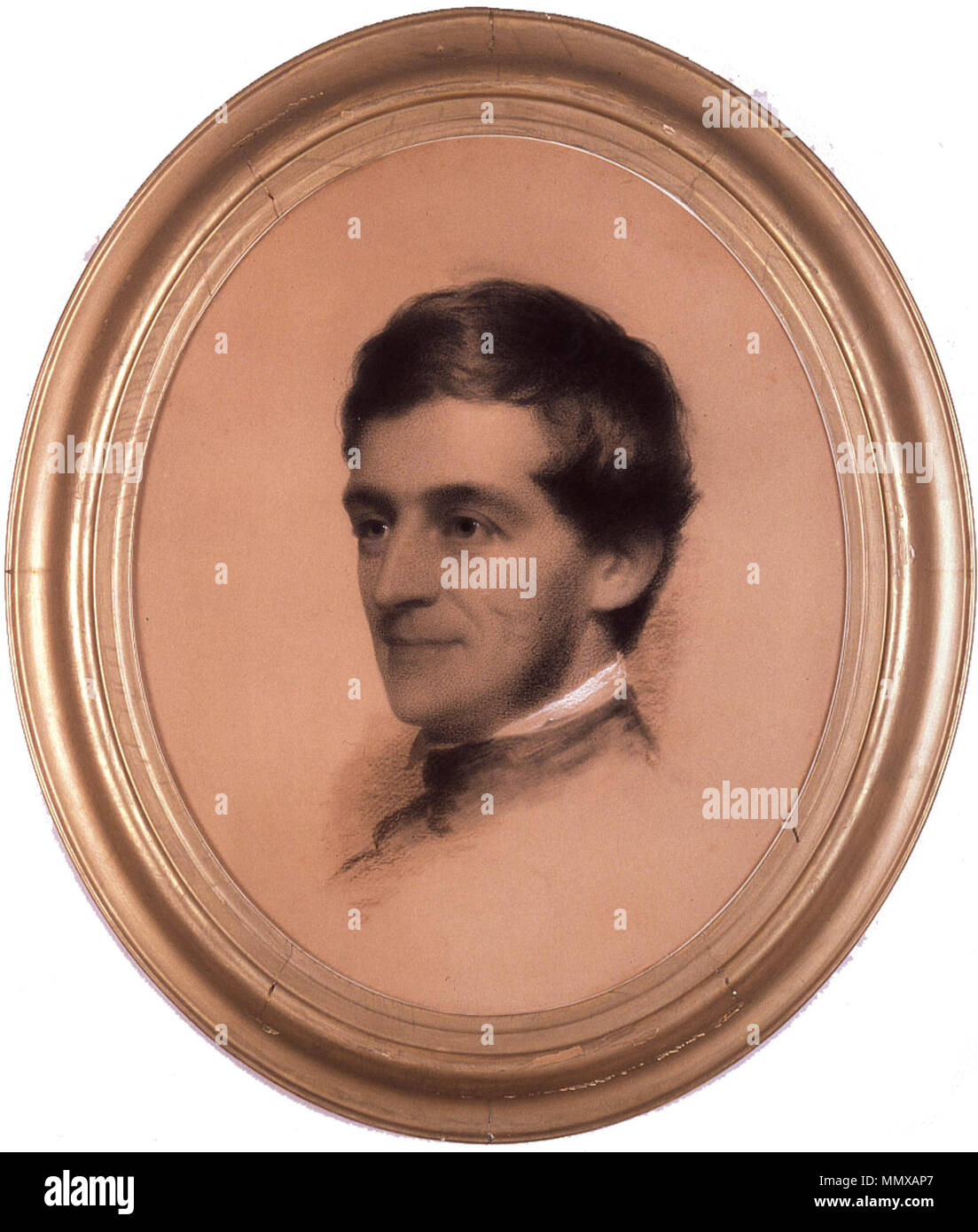 . Englisch: Kohle Portrait von Ralph Waldo Emerson durch Künstler Eastman Johnson, 1846. Ein Teil der persönlichen Sammlung von Freund Henry Wadsworth Longfellow. Emerson durch Johnson 1846 Stockfoto