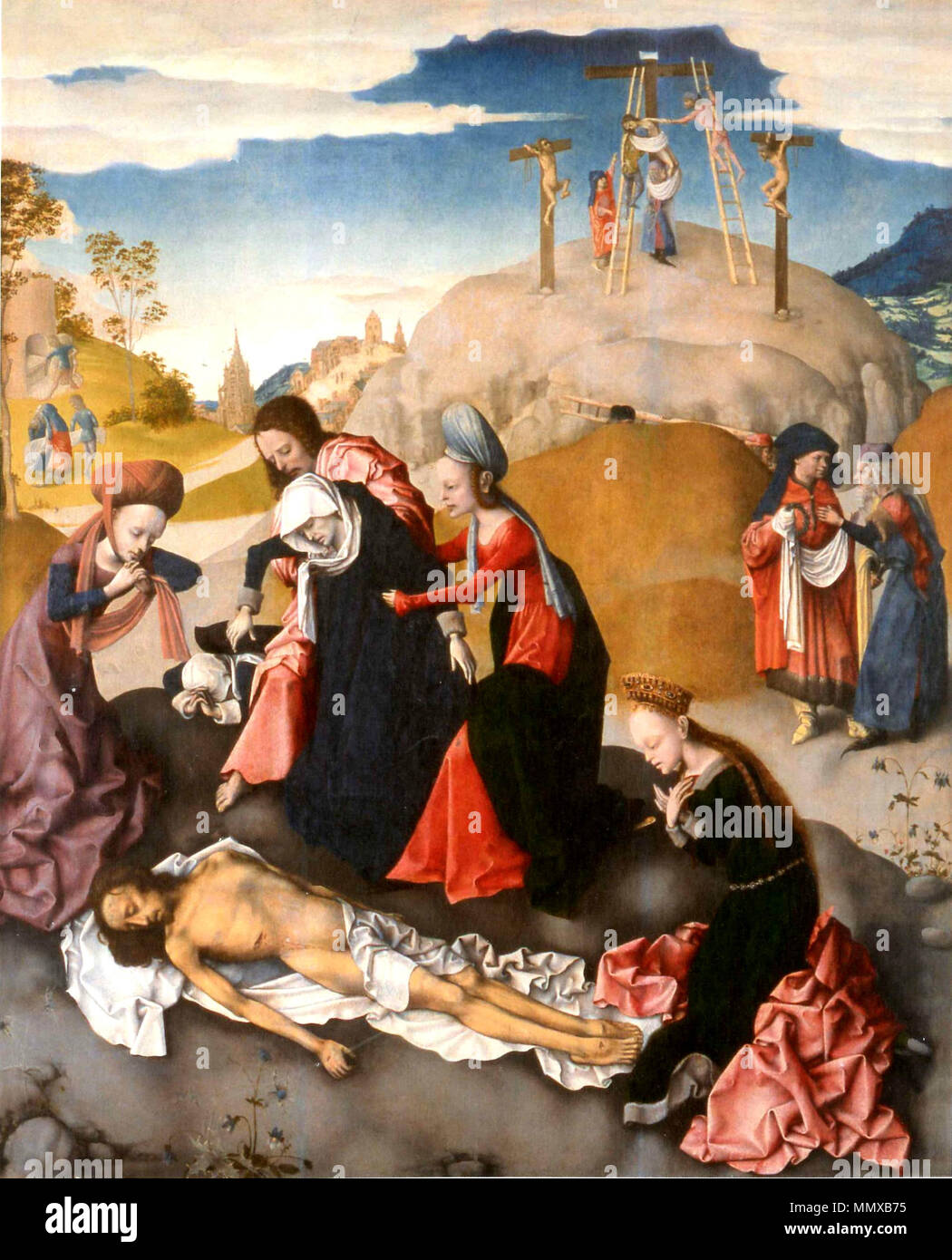 Englisch: Beweinung Christi. ca. 1480-1485. Enghien Wehklage-Master der Virgo inter Virgines Stockfoto