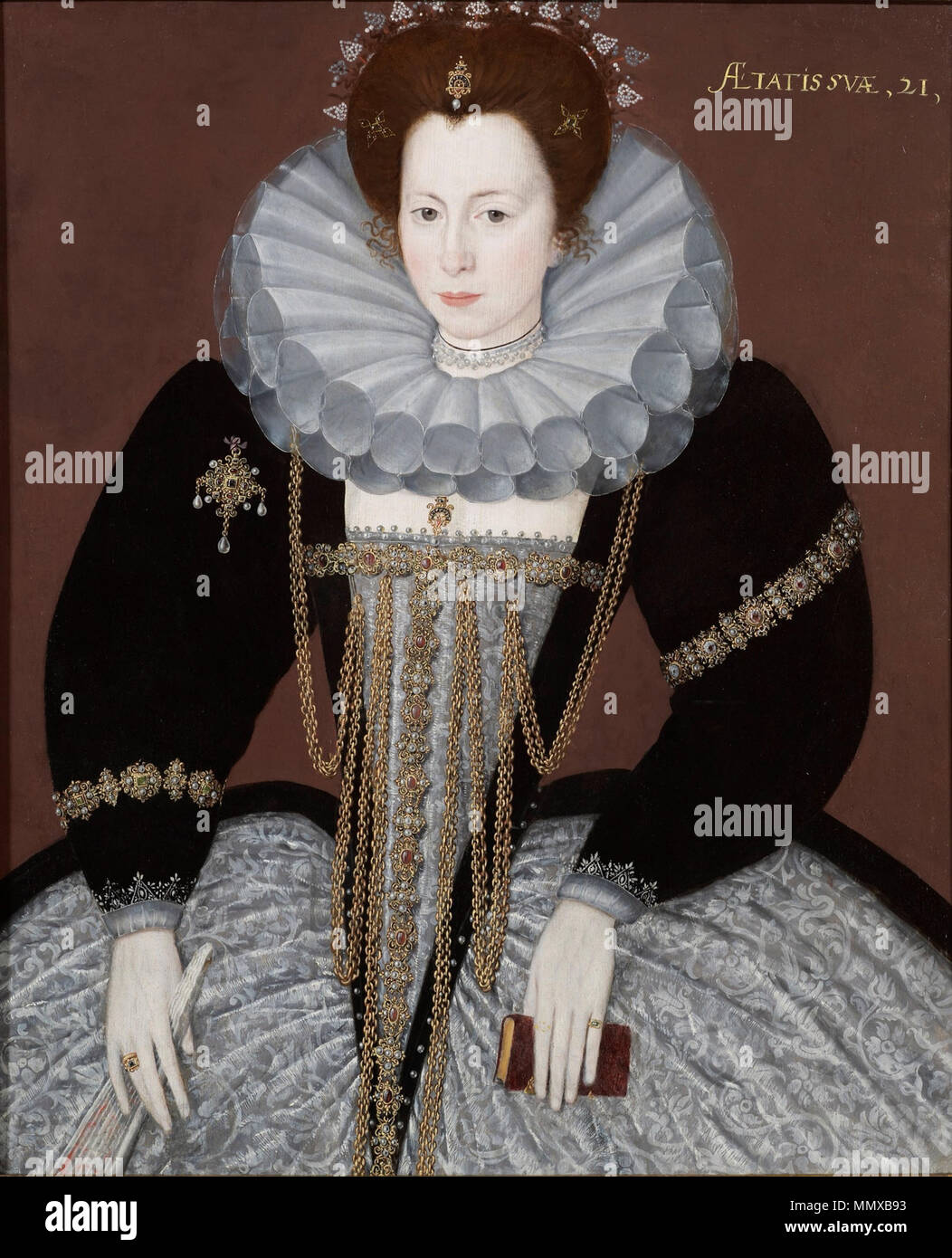 . Englisch: Portrait, wenn eine unbekannte Dame im Alter von 21 Jahren. zwischen 1595 und 1600. Englisch Schule unbekannte Dame im Alter von 21 Stockfoto