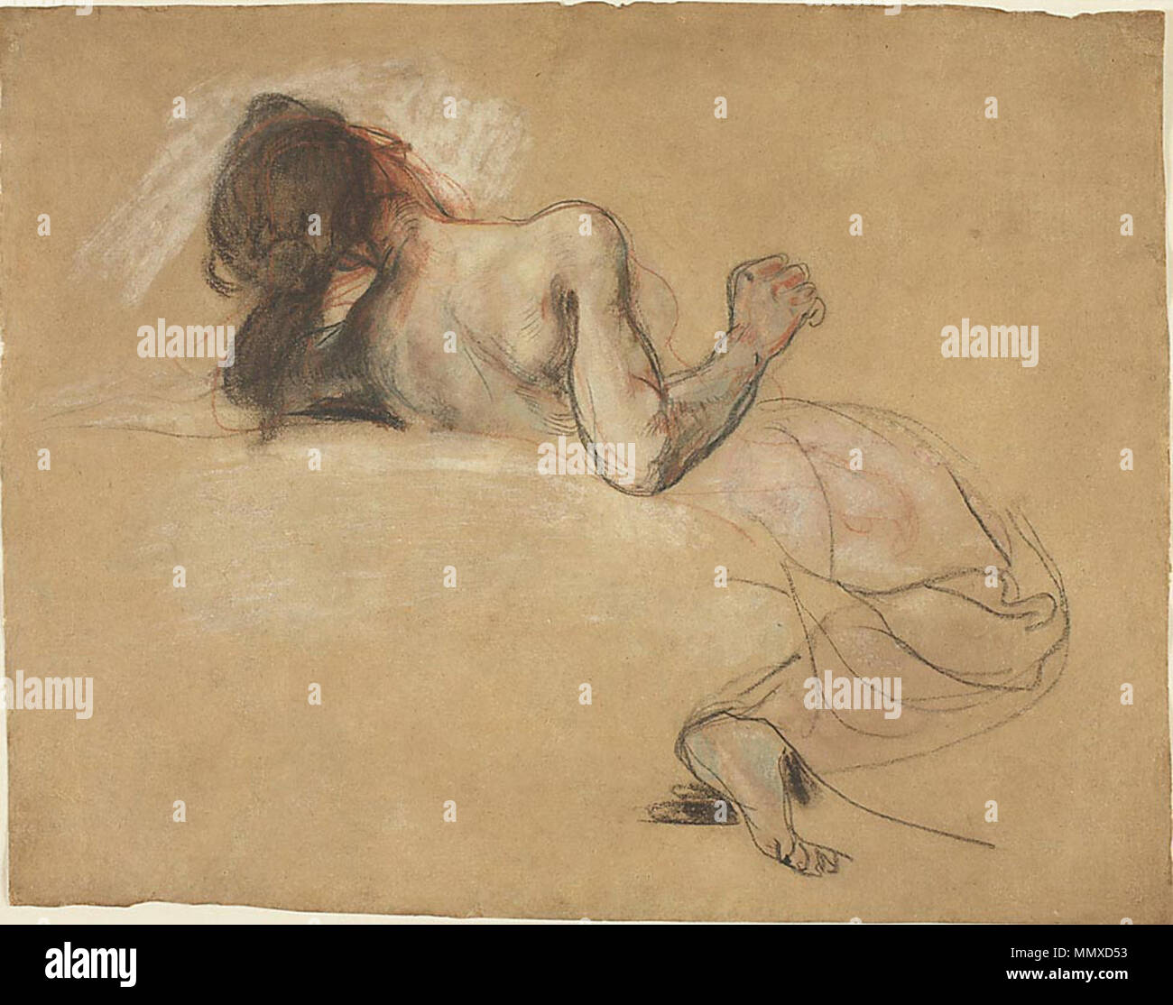 Eugène Delacroix - Crouching Frau Stockfoto