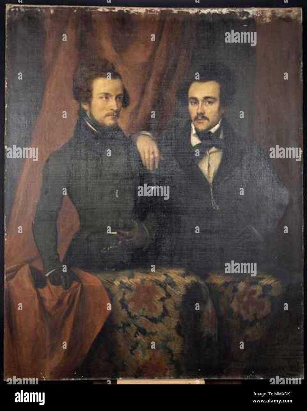 Portrait des französischen Dichters Évariste Boulay-Paty (1804-1864) (links) mit Freund Maximilien Raoul (aka Charles Letellier) (rechts).. ca. 1834. Evariste Boulay-Paty Stockfoto
