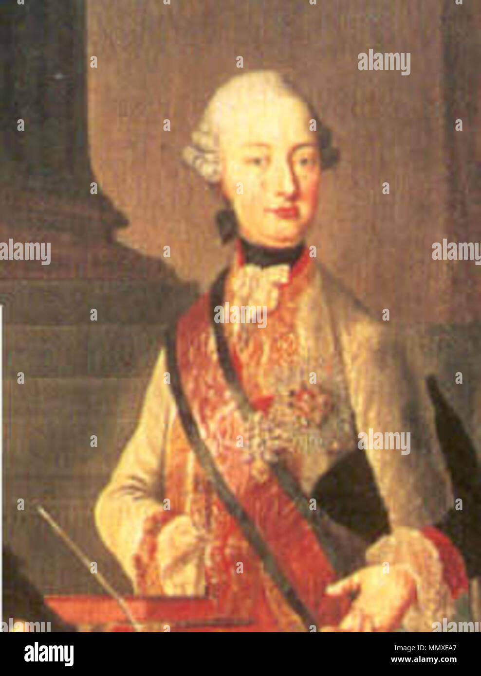 . Detail von einem Porträt von Kaiserin Maria Theresia mit ihren Söhnen Portrait von Erzherzog Ferdinand von Österreich (1754-1806). 1775. Ferdinand Karl Anton Österreich 1754 1806 Stockfoto