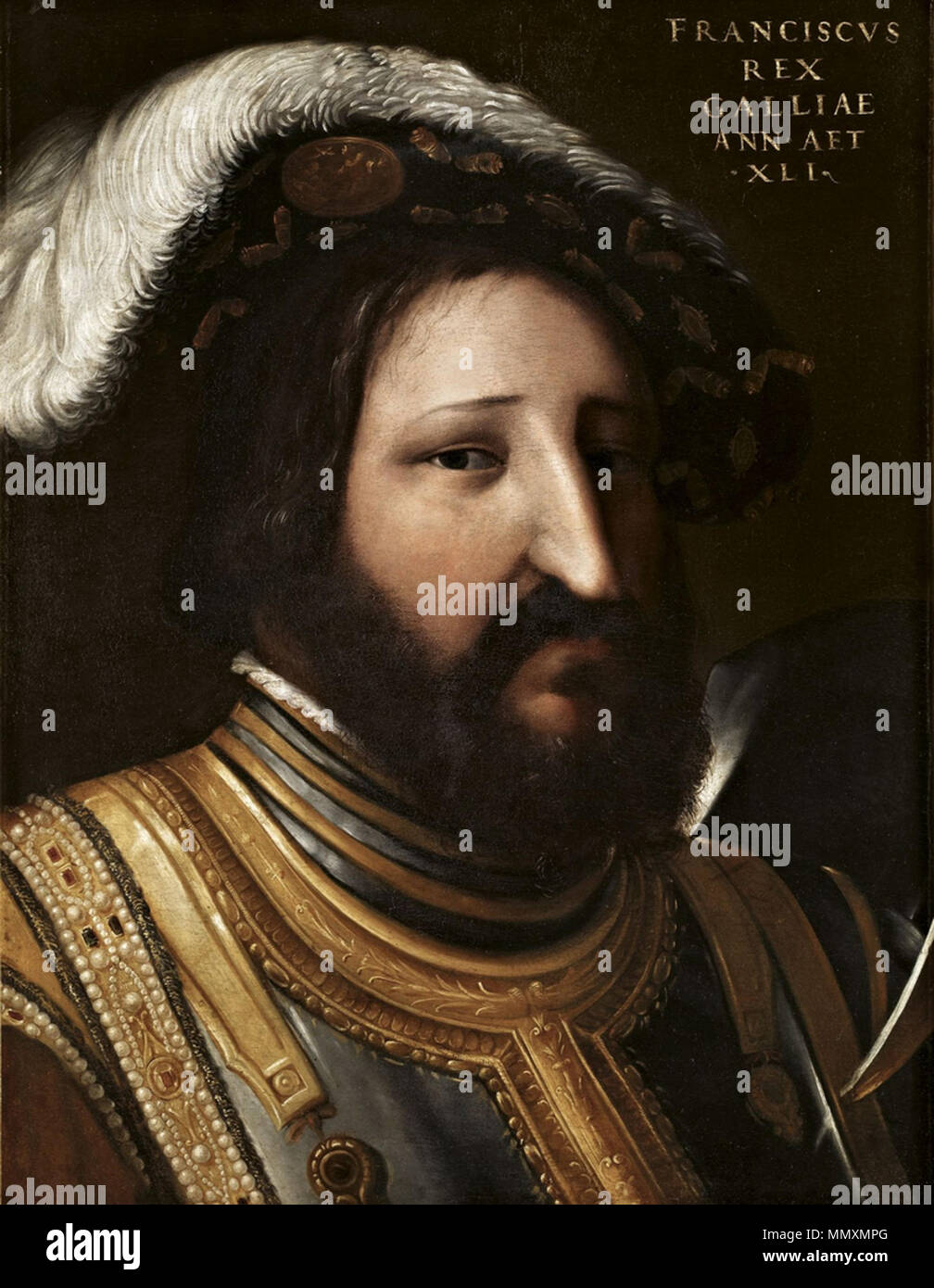 . Italiano: Francesco ich di Francia. zwischen 1552 und 1568. Cristofano dell'Altissimo (1525 - 1605) italienischer Maler Geburtsdatum / Tod 1525 21. September 1605 Ort der Geburt / Tod Florenz Florenz Arbeitsort Florenz Befehlsgewalt: Q 5186477 VIAF:?? ISNI 77455965 Beschreibung: 0000 0000 8060 5835 500008488 WGA ULAN:?:? ALTISSIMO, Cristofano dell'GND:? 131756966 Franciscus Rex Galliae-Serie Gioviana Stockfoto