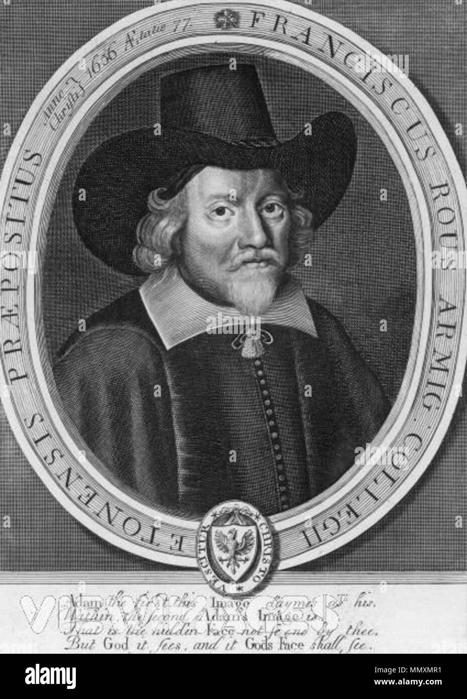 . Franz Rous (1579-1659). 1754. 18. jahrhundert Gravur nach zeitgenössischen Malerei FrancisRous Stockfoto