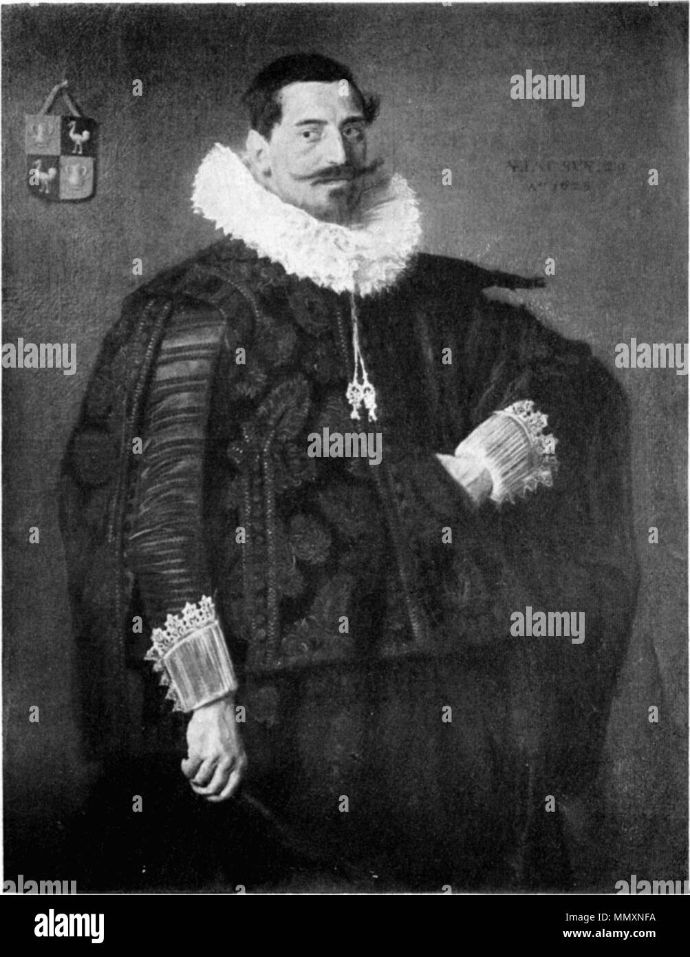 . Portrait von Jakob Olycan Pietersz. Die Bilder wurden im Jahr 2007 restauriert. Während der Restaurierung, technische Analyse bestätigt, was lange gedacht worden war, dass die schlecht gerenderte Wappen später wurden Ergänzungen nicht von Frans Hals (das Pigment Preußisch Blau wurde gefunden, aber dieses Pigment wurde erstmals 1706 synthetisiert). Die Entscheidung wurde über die Arme Farbe genommen. Wasserlösliche Lacke verwendet, so dass die über Malerei leicht zu einem späteren Zeitpunkt entfernt werden soll, dies wollten. Anhänger der Datei: Frans Hals - Portrait von Aletta Hanemans - Mauritshuis 460.jpg. Portrait von Jakob Olycan (1596-1638), Stockfoto
