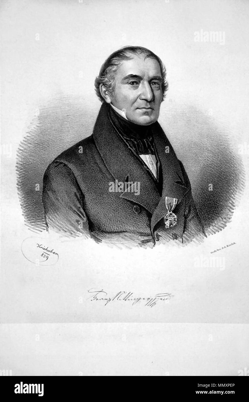 . English: Franz Nittinger (1788-1839), Fürstlich Fürstenberg'scher Güterinspektor und Hofrat. Lithographie von Josef Kriehuber, 1839. 1839. Josef Kriehuber (1800-1876) Franz Nittinger Litho Stockfoto