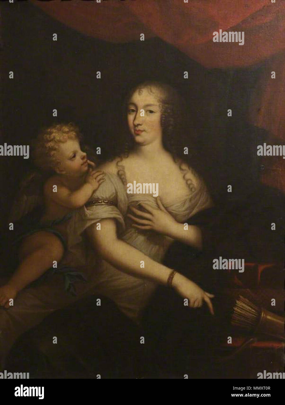 Henrietta Anne Stuart (1644-1670), Herzogin von Orléans ('Minette') mit Amor. Mitte des 17. Jahrhunderts. Französische Schule - Henrietta von England mit Amor Stockfoto