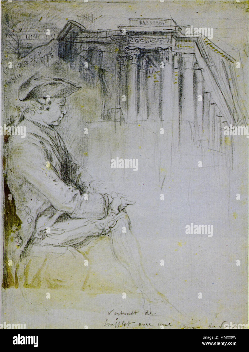 Die Architekten Soufflot vor der Kirche Sainte-Geneviève. zwischen 1755 und 1780. Gabriel Jacques de Saint-Aubin 001 Stockfoto