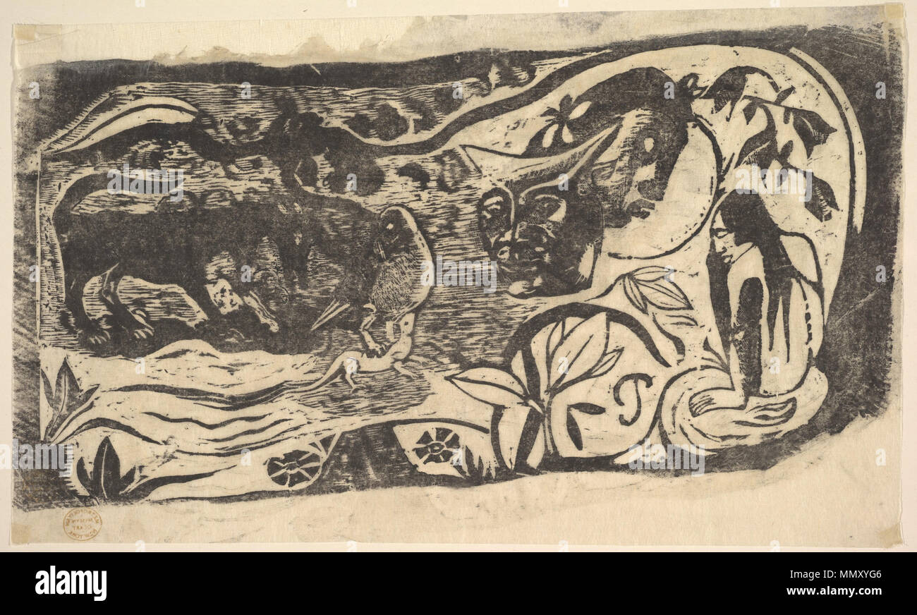 Französisch: Planche Au Diable cornu Platte mit einem Gehörnten Teufel. zwischen 1898 und 1899. Gauguin Planche Au Diable cornu Stockfoto