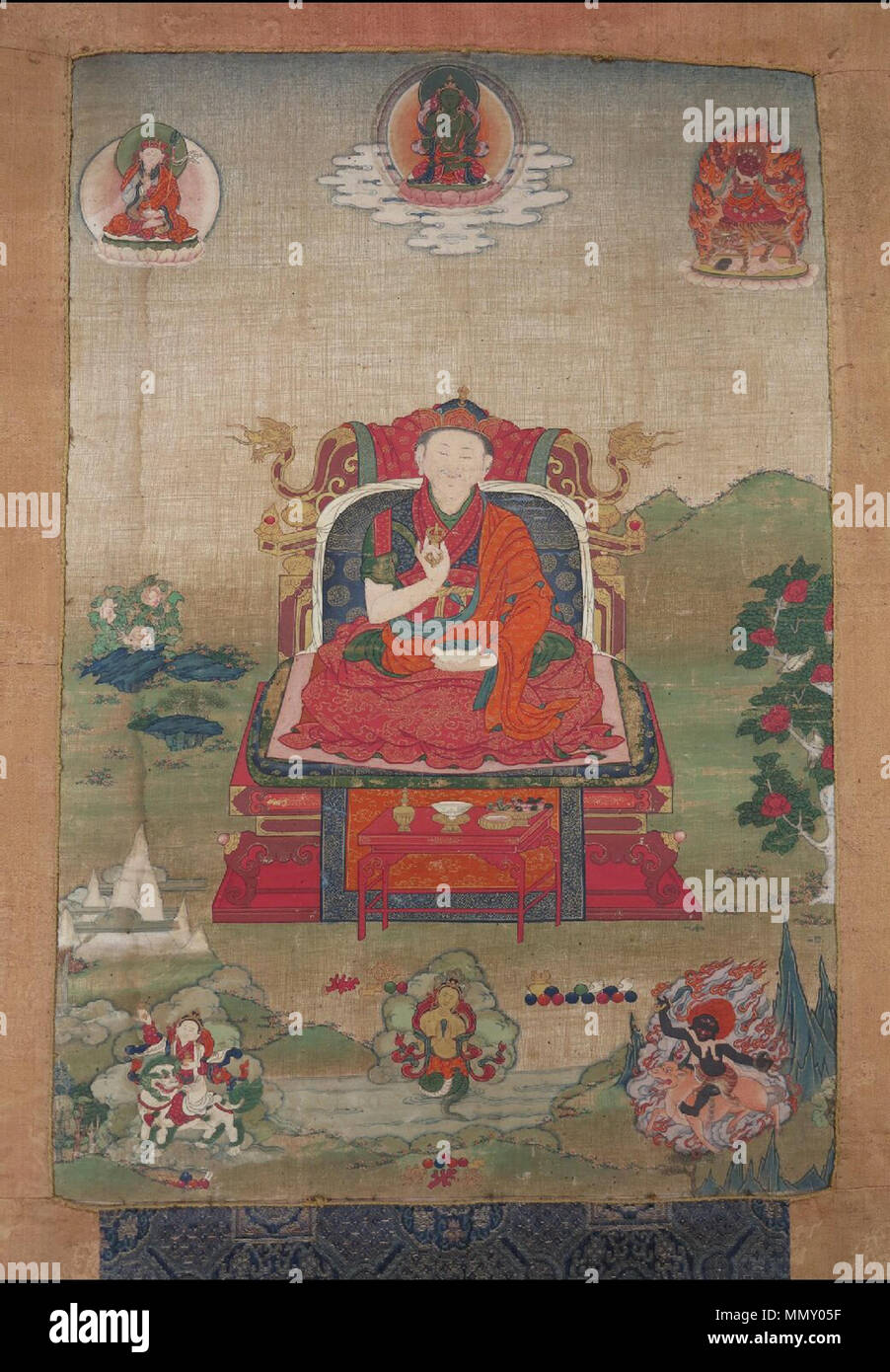. Englisch: Lehrer (Lama) - pawo 7, Tsuglag Garwai Wangpo. Tibet. 1700 - 1799. Karma (Kagyü), buddhistische und Kagyü-linien. . 18. Unbekannt 7 Pawo Rinpoche Stockfoto