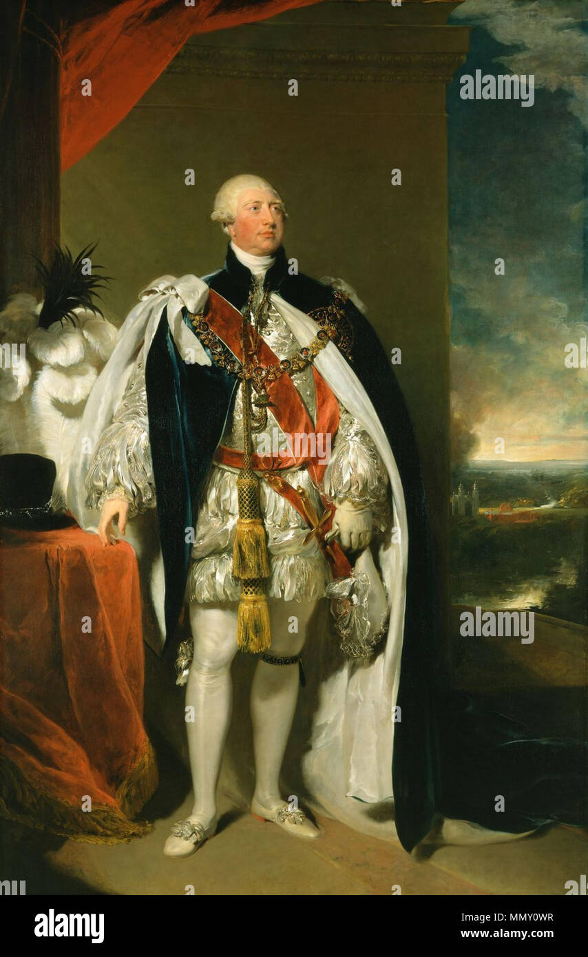 . Dies ist eine Wiederholung mit Änderungen an einer Arbeit von 1792 nun in der Herbert Art Gallery Deutsch: Georg III. von Großbritannien Nederlands: George III van het Verenigd Koninkrijk (1738-1820). 1809?, 1818-23?. George III 1792 Stockfoto