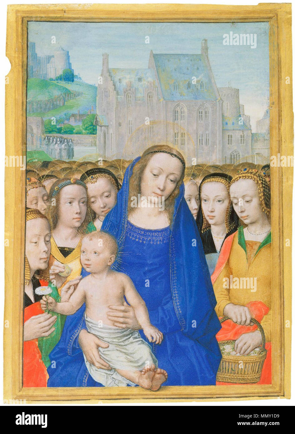 Jungfrau und Kind mit weiblichen Heiligen. ca. 1500. Gerard David - Virgo inter Virgines - Morgan Library Stockfoto