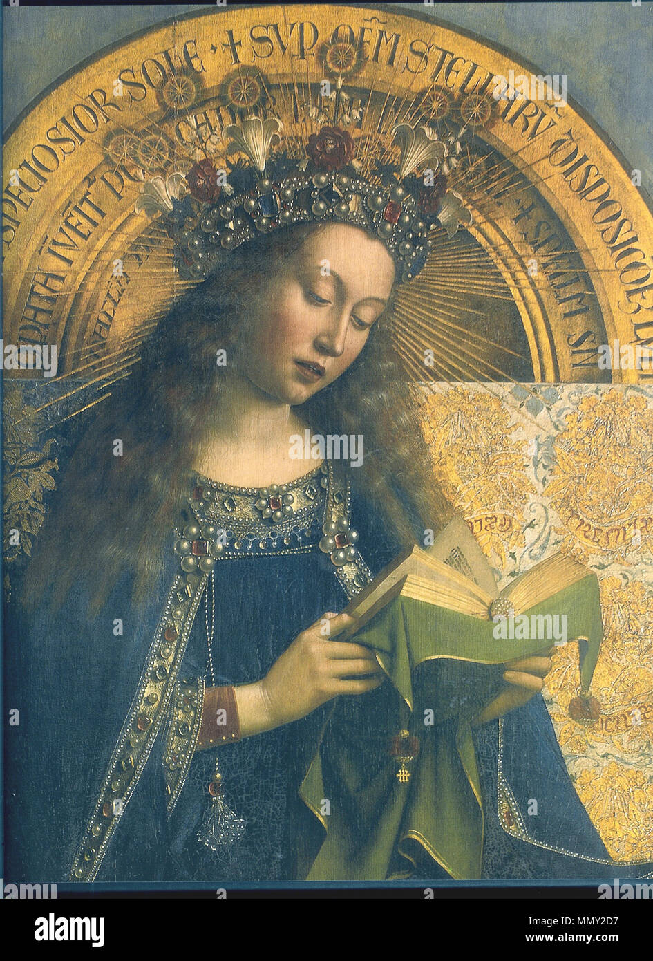 . Detail: Maria Mystic Lamm. 1432. Gent Altarbild C-Maria 2. Stockfoto