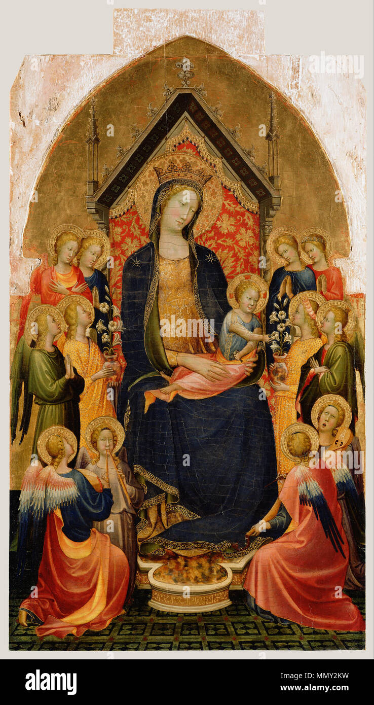 Madonna und Kind mit musikalischen Engeln. Über 1410. Gherardo Starnina (Master der Bambino Vispo) (Italienisch (Florentine), aktiv 1378 - ca. 1413) - Madonna und Kind mit musikalischen Engeln - Google Kunst Projekt Stockfoto