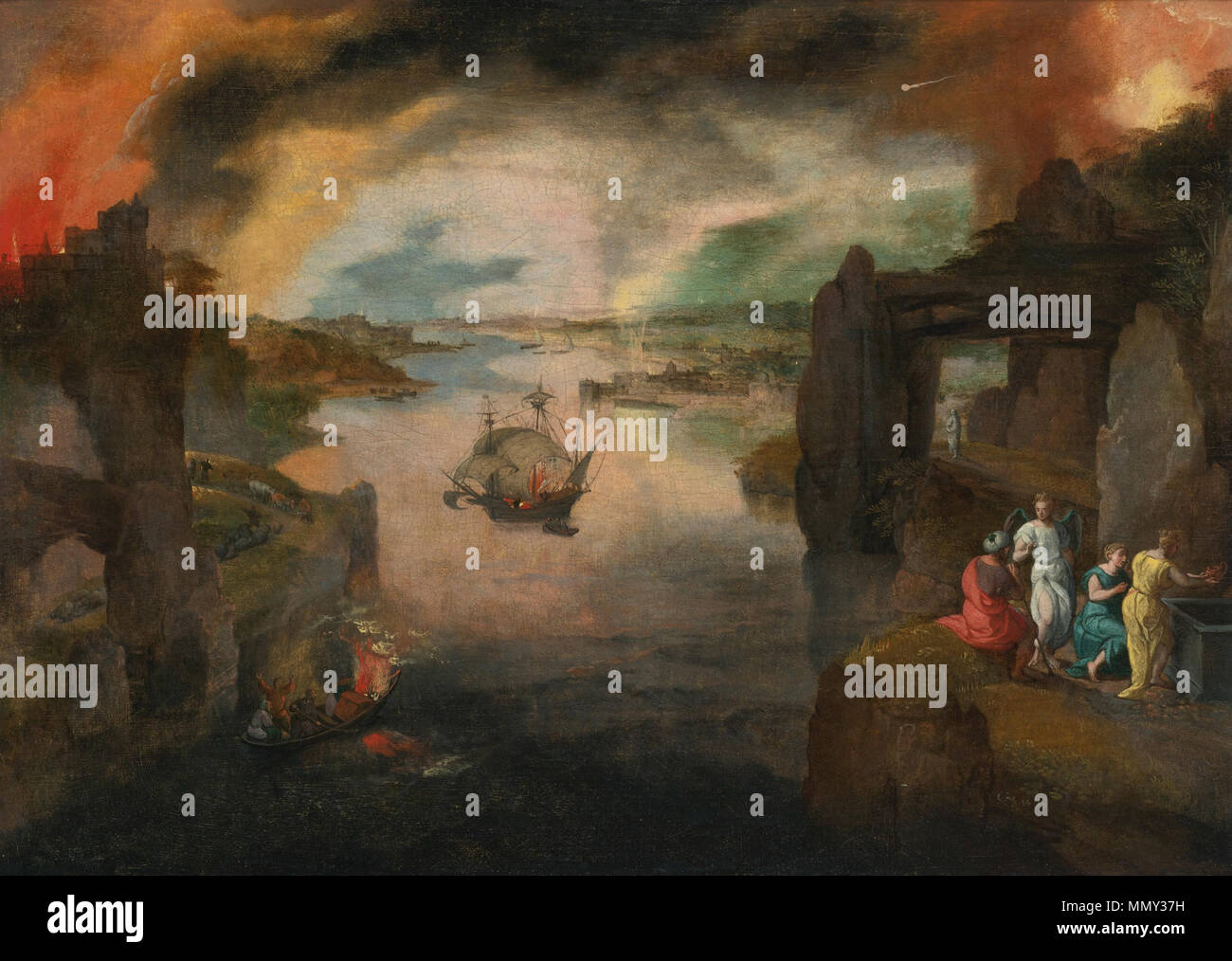 Sodom und Gomorra. 1597. Gillis Mostaert - Sodom und Gomorra Stockfoto