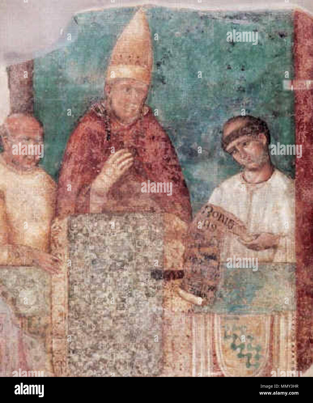. Svenska: Bonifatius VIII proklamerar Jubelåret 1300. San Giovanni in Laterano, Rom. Q 3642142. 1300. Giotto di Bondone Giotto - Bonifatius VIII. Stockfoto