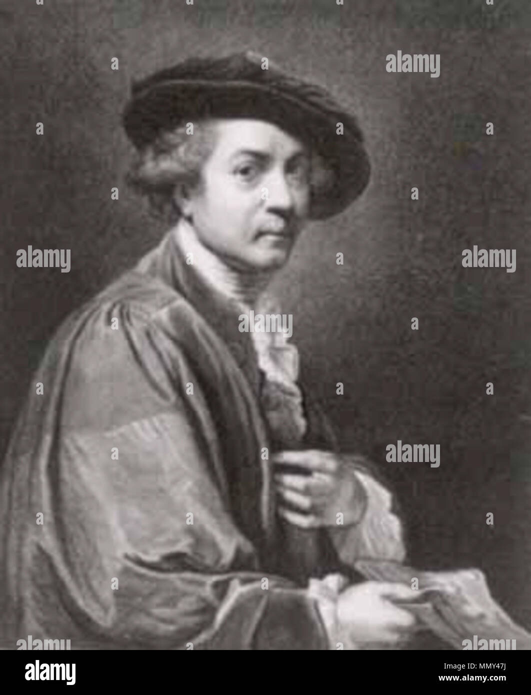 Selbstportrait Sir Joshua Reynolds. 1784 (Gravur); 1775 (ursprüngliche Lackierung). John Keyse Sherwin Stockfoto