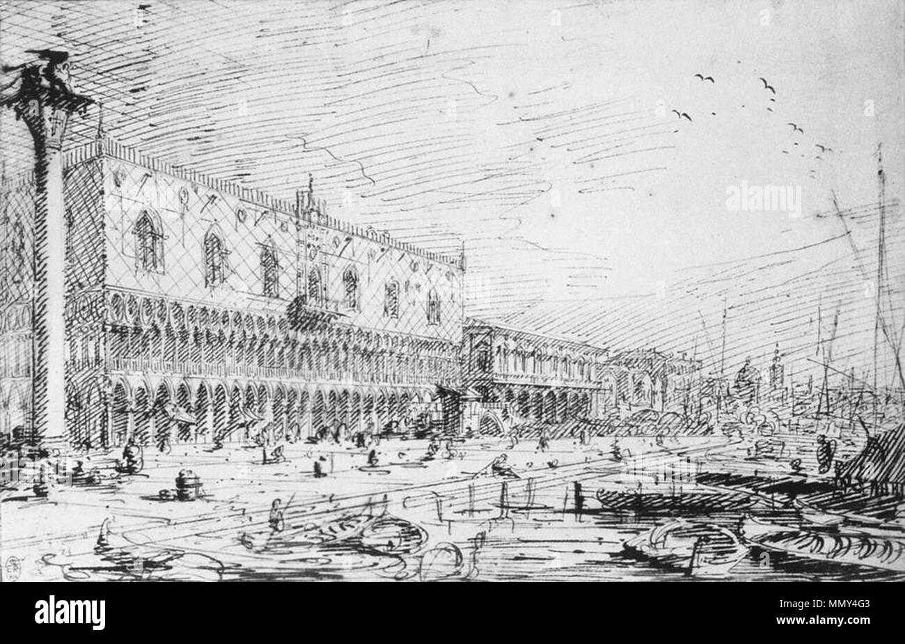 Englisch: Venedig: Riva degli Schiavoni. zwischen 1730 und 1733. Giovanni Antonio Canal, il Canaletto - Venedig - Riva degli Schiavoni - WGA 03977 Stockfoto