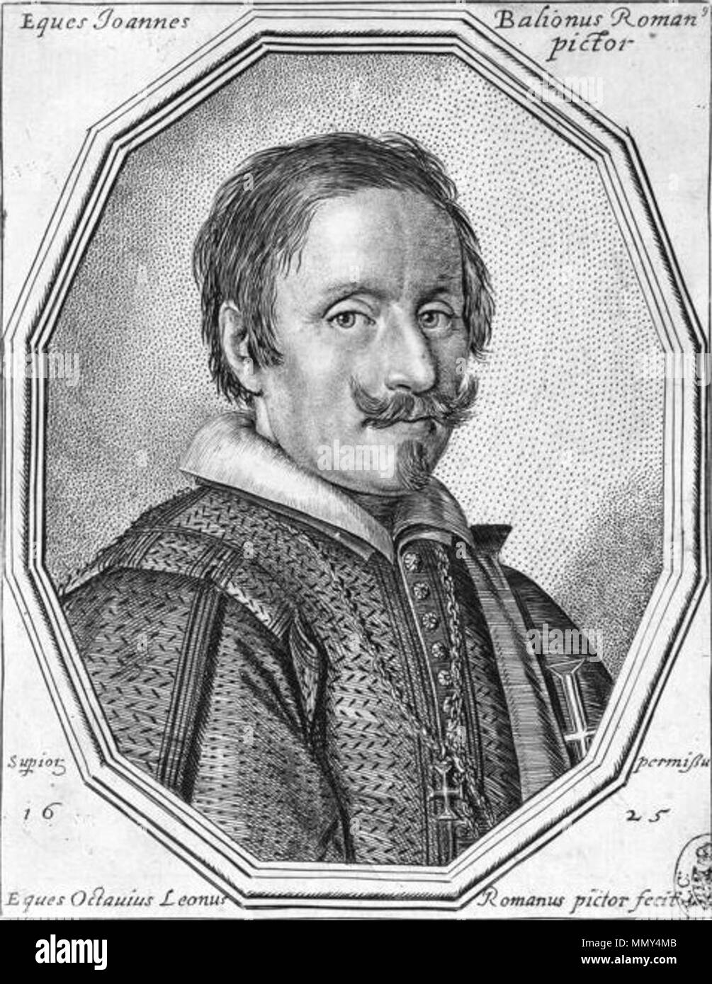 . Englisch: Maler Giovanni: Baglione auf einem 1625 Gravur - radierung von Ottavio Leoni. Ελληνικά: ο Ιταλός Μπαρόκ ζωγράφος Τζιοβάννι πορτρέτο Μπαλιόνε, από τον Οττάβιο Λεόνι. Giovanni: Baglione (1566 - 1643) Beschreibung italienischer Maler, Kunsthistoriker, Historiker und Schriftsteller Geburtsdatum / Tod ca.1566 vom 30. Dezember 1643 Ort der Geburt / Tod Rom Rom Authority control: Q 983332 VIAF: 95297851 ISNI: 0000 0001 1690 1477 ULAN: 500012161 LCCN: Nr 90026210 WGA:: BAGLIONE, Giovanni WorldCat ee Joannes Balionus. 1625. Giovanni: Baglione von Ottavio Leoni II. Stockfoto