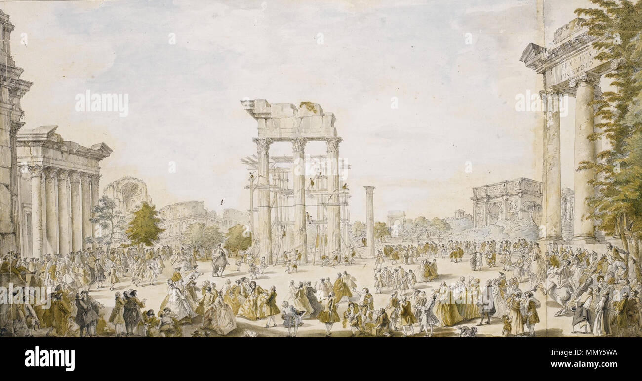 Giovanni Paolo Panini (1691-1765) Idealisierte Ansicht des Forum Romanum. Stockfoto