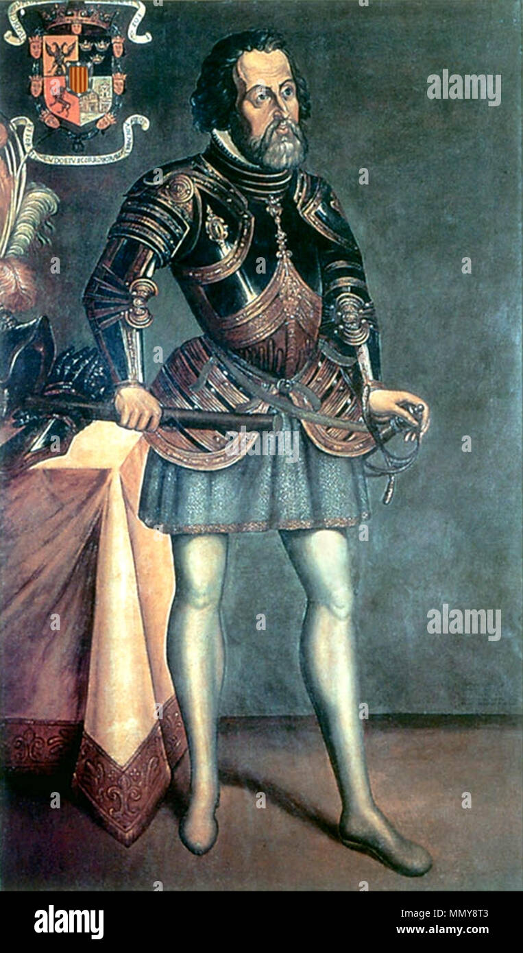 Grabado de Hernán Cortés Stockfoto